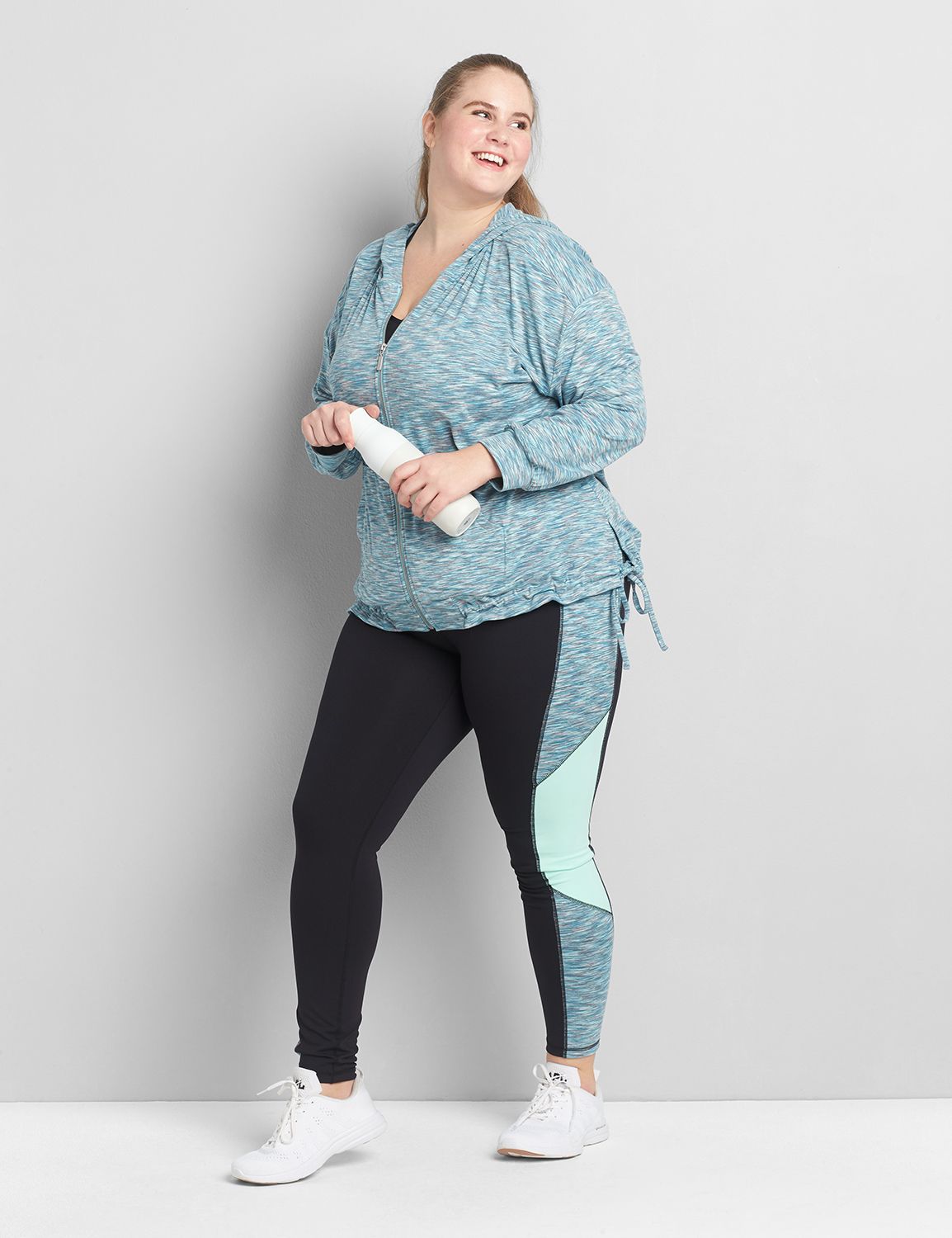Power Color Block Wicking 7/8 Legging S 1118314:PANTONE Beach Glass:18/20 Product Image 3