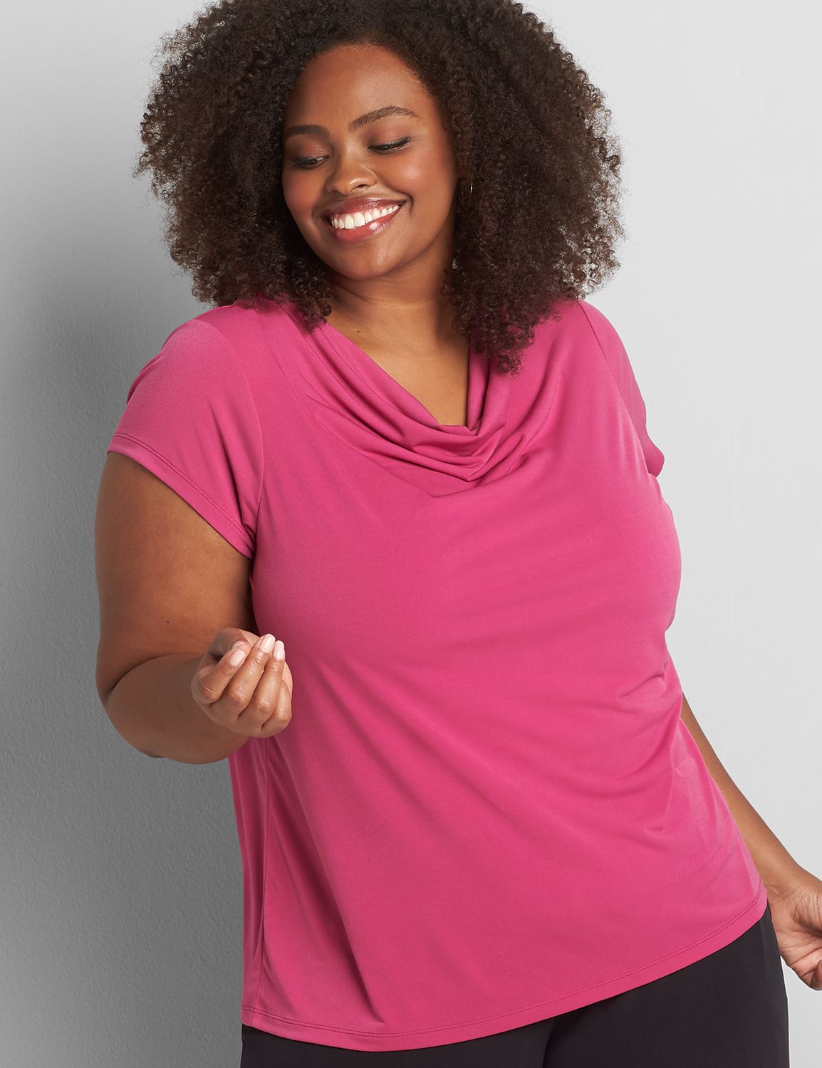 Cap Sleeve Cowl Neck Top 1118305:PANTONE Festival Fuchsia:18/20 Product Image 1