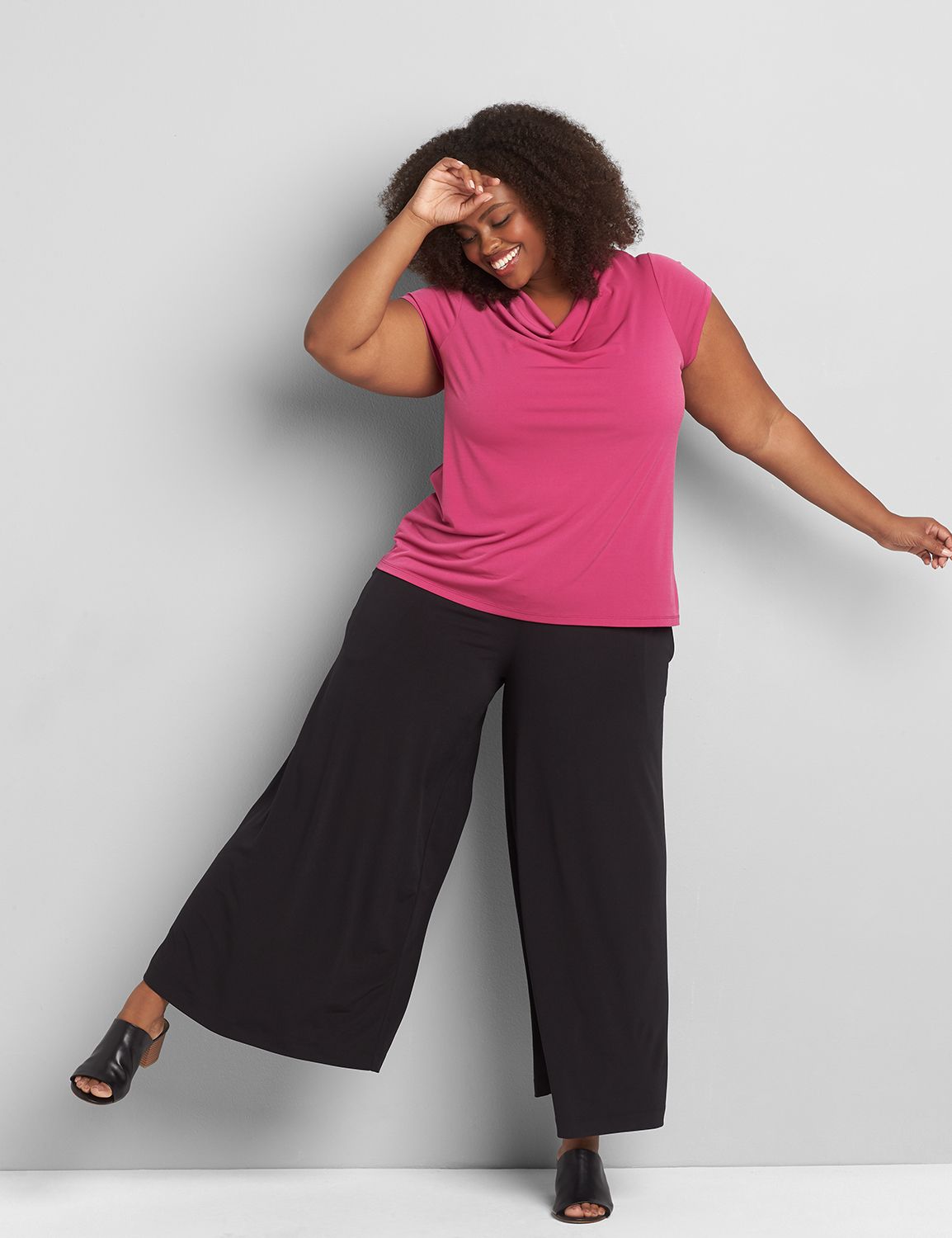 Cap Sleeve Cowl Neck Top 1118305:PANTONE Festival Fuchsia:18/20 Product Image 3