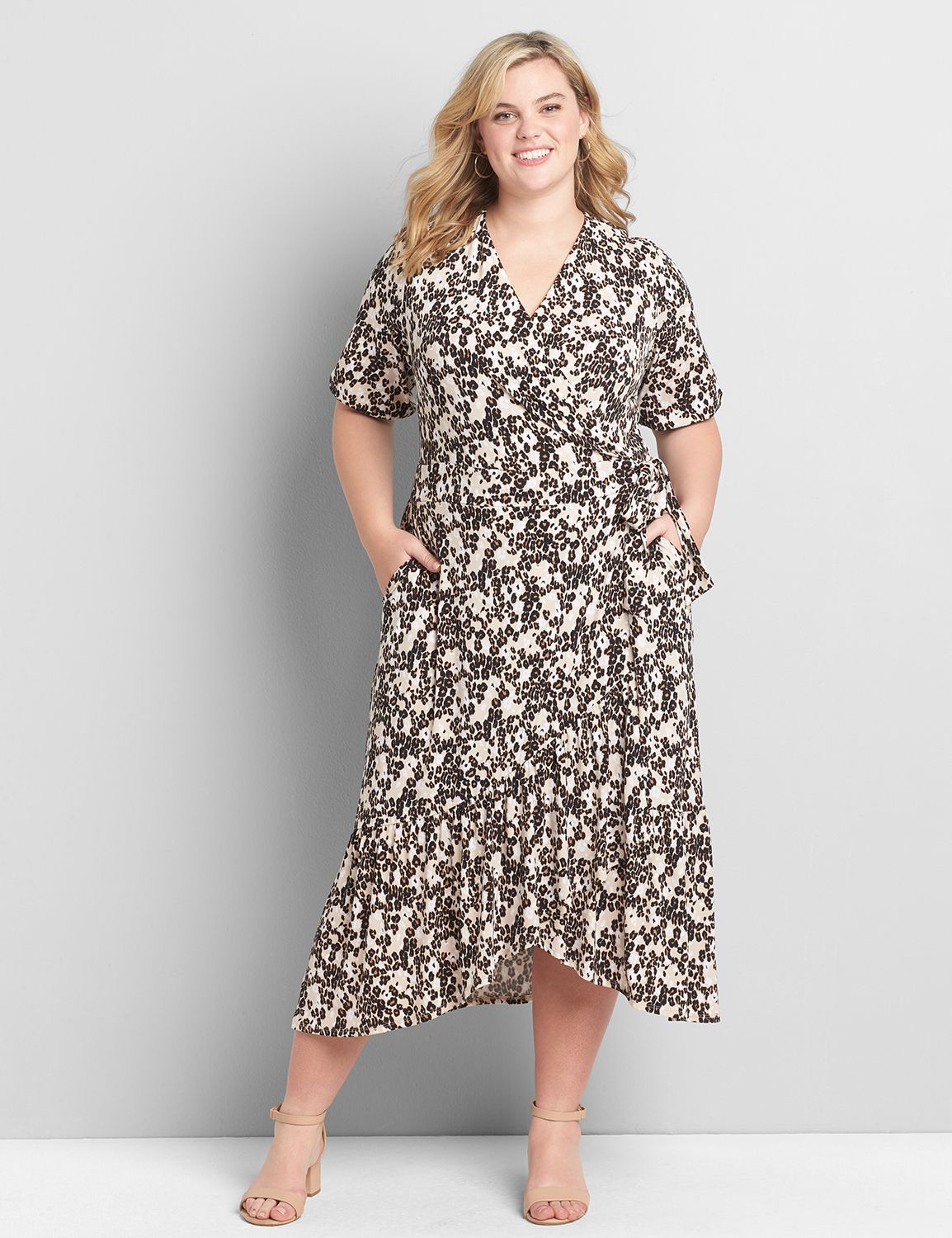 plus size midi wrap dress