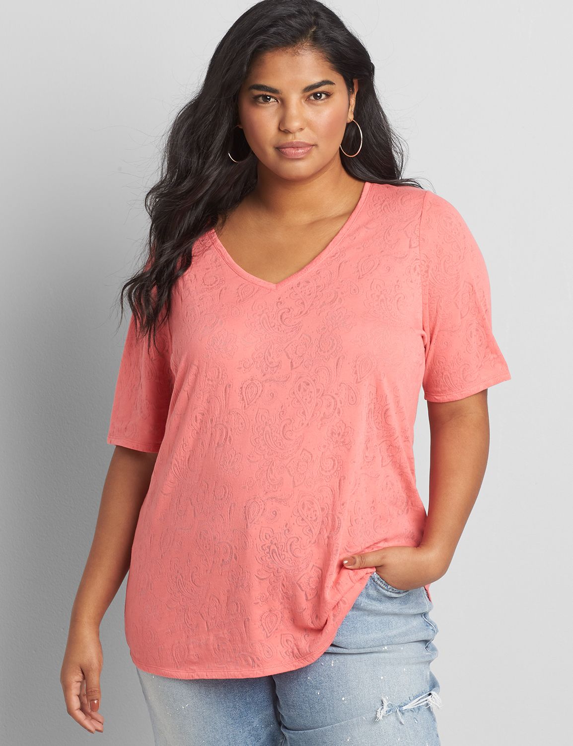 v neck burnout tee