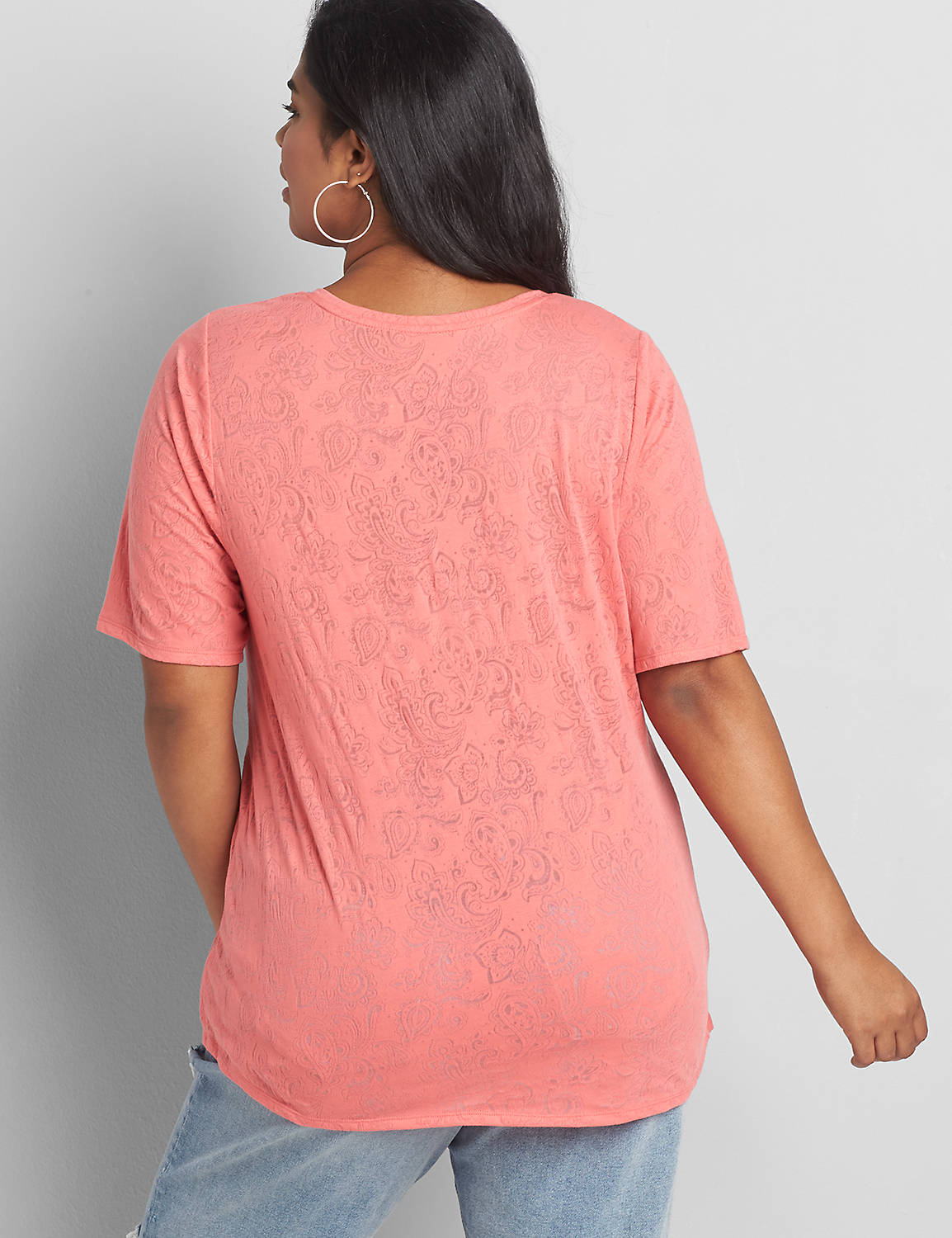 Perfect Sleeve V-Neck Burnout Tee Product Image 2