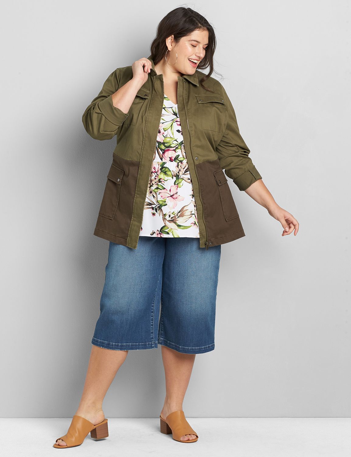 Belted Two-Tone Utility Jacket