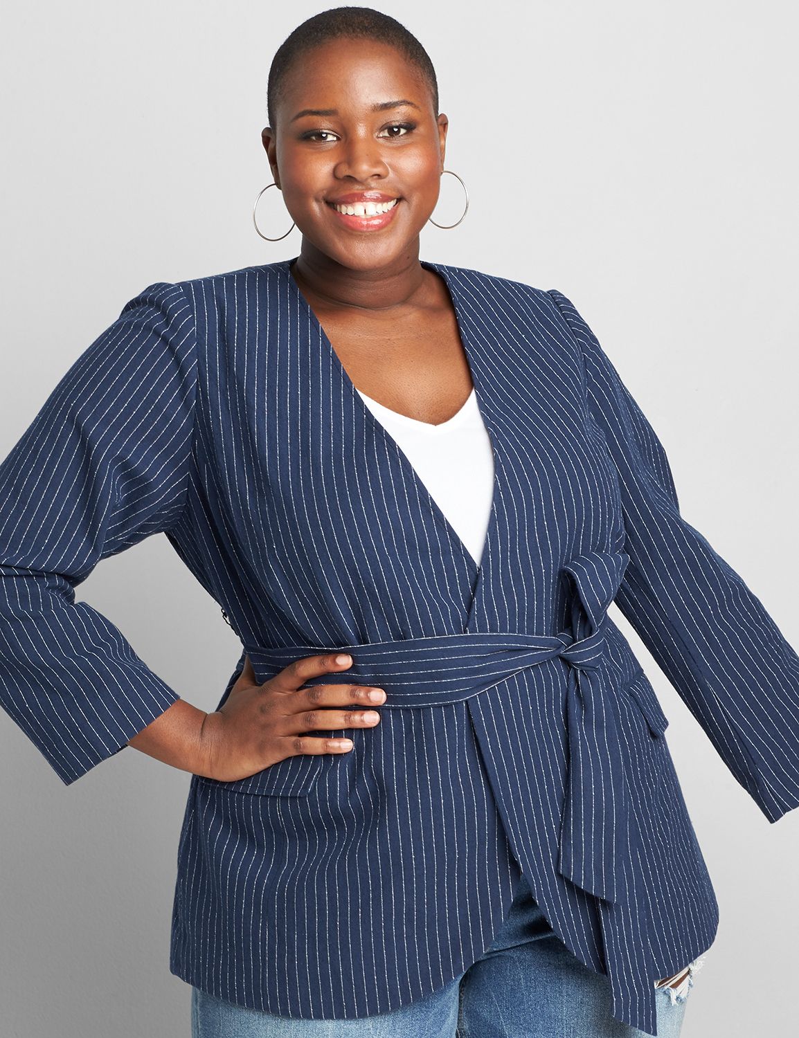TUCKER STRIPE OPEN BLAZER 1118949:LBSP21348_TuckerStripe_VendorPrint:18 Product Image 1