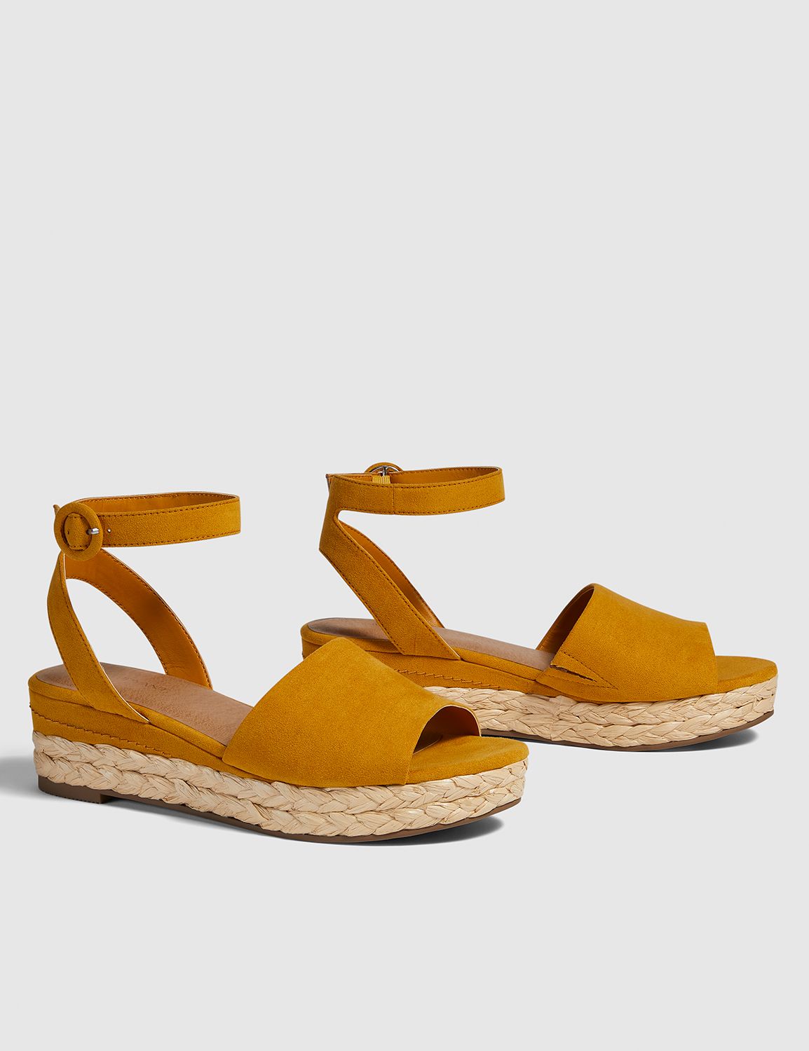 suede frill hem espadrille wedge sandals