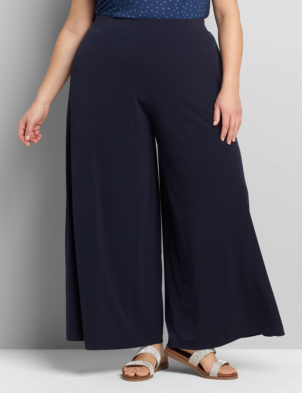 Details about  / LANE BRYANT Black White ELASTIC WAIST Pleated-Front Culotte PLUS Sz 14 16 18 20