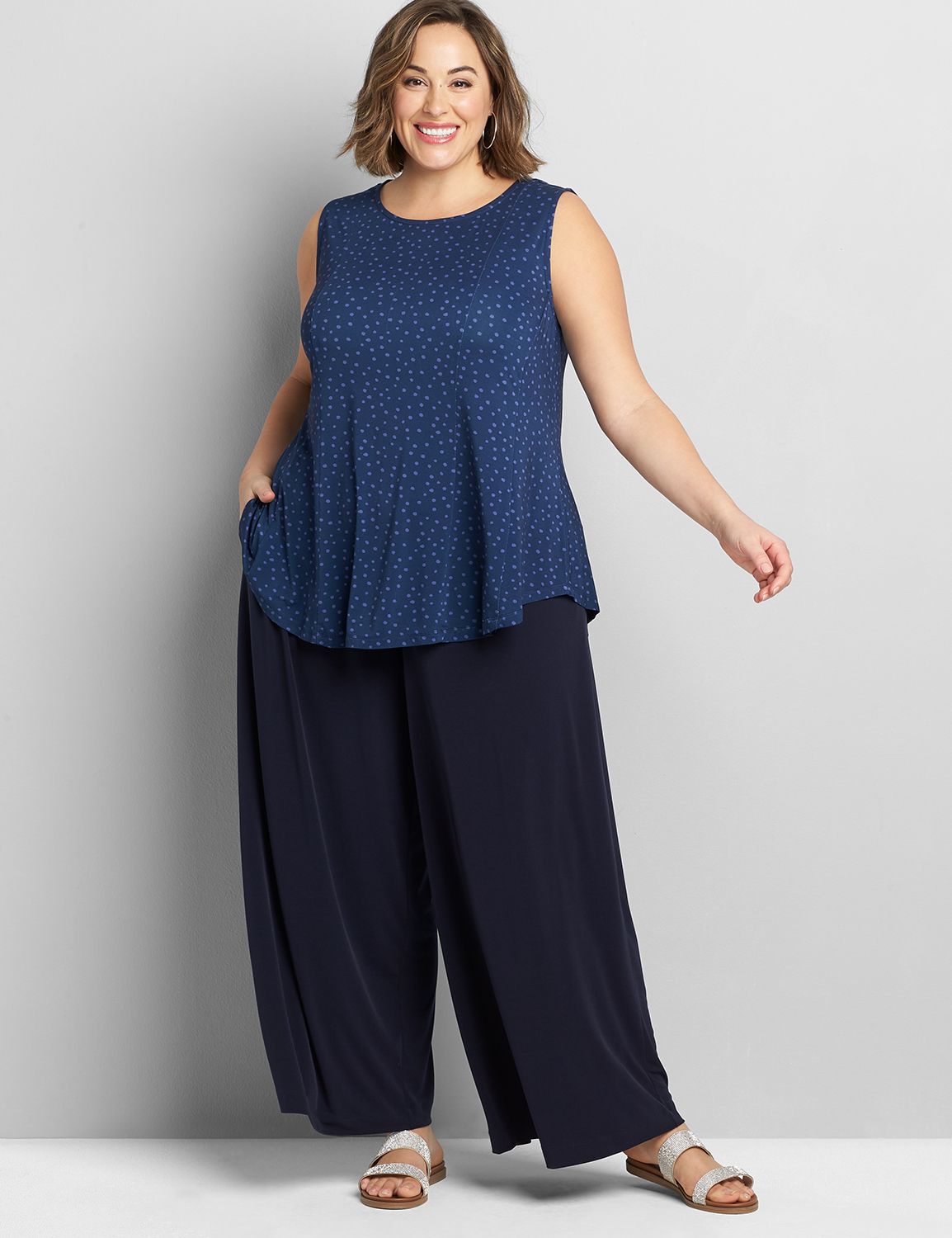 Matte Jersey Wide Leg 1119792:PANTONE Night Sky:18/20 Product Image 3