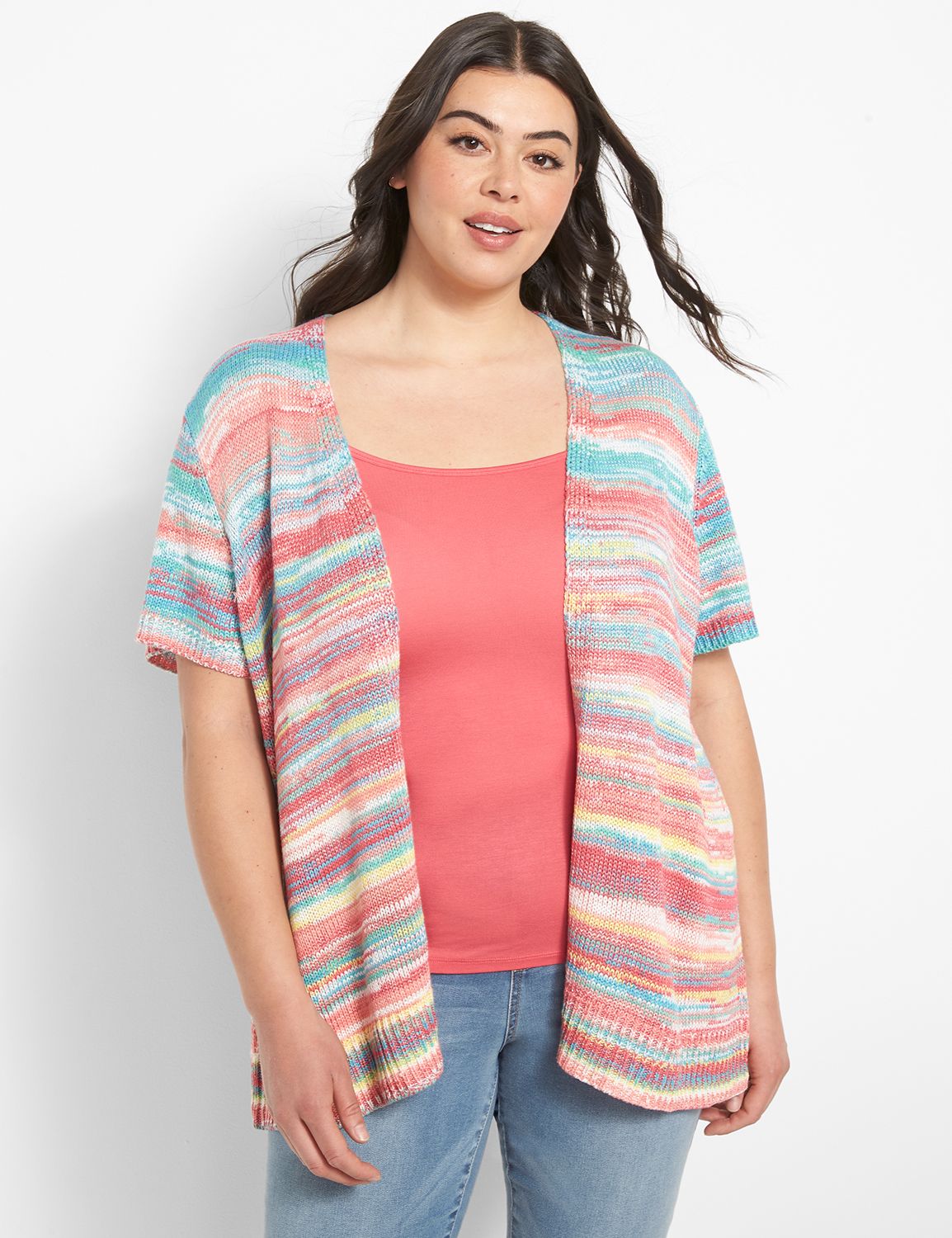 Short Sleeve Open Front Cardigan wi