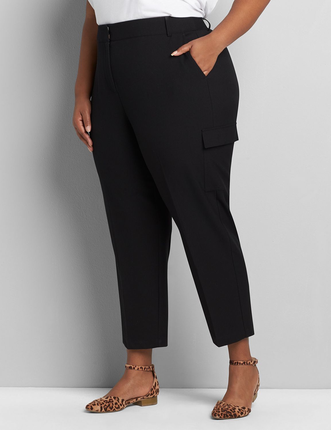 The Perfect Drape Ankle with Cargo Pocket 1119544:Ascena Black:26 Product Image 1