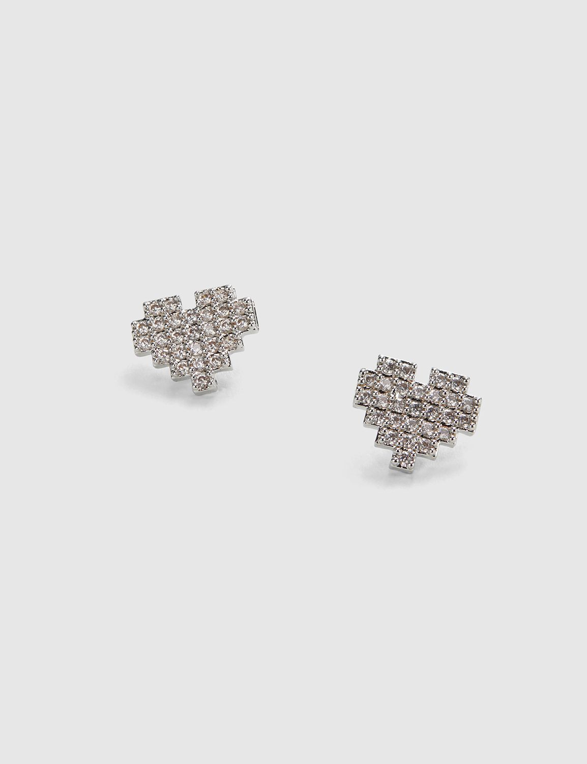 Pave-Embellished Heart Stud Earrings