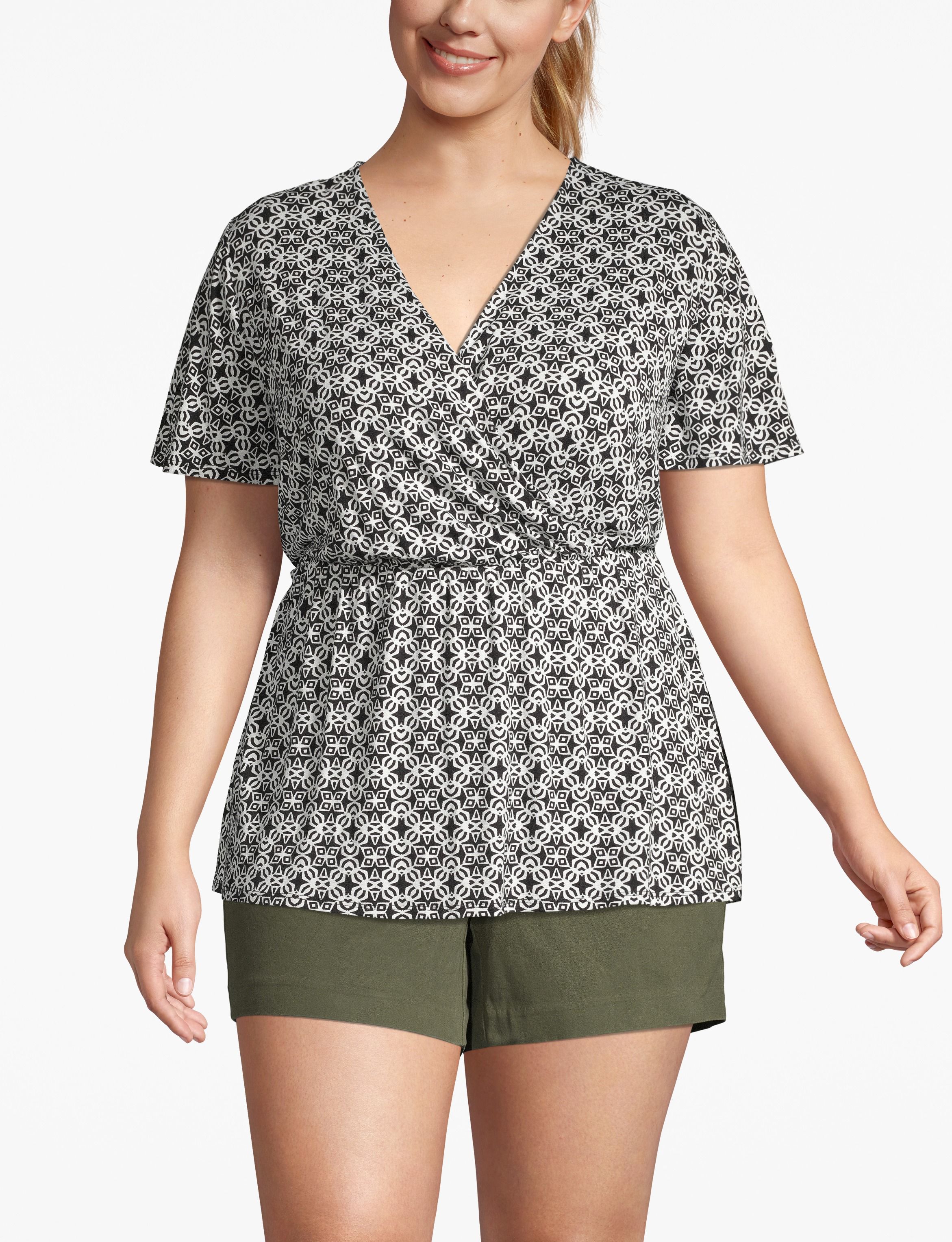 1111983 - S LBO Flutter Slv Wrap Top(1111982):LBSU20082C_LargeAlloverGeo_colorway2:18/20 Product Image 1