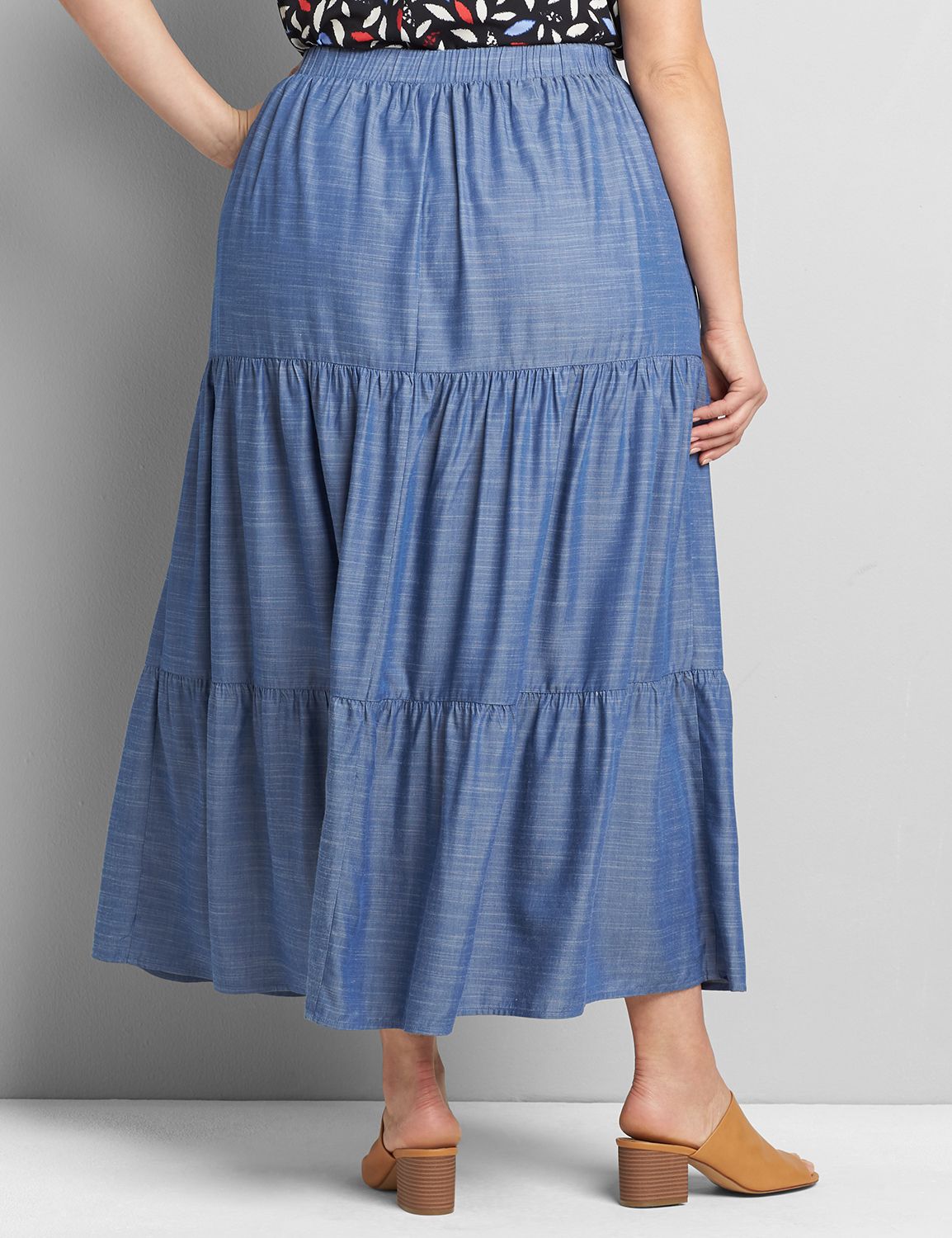 1118787 TIERED MAXI SKIRT (1118787):Chambray:14/16 Product Image 2