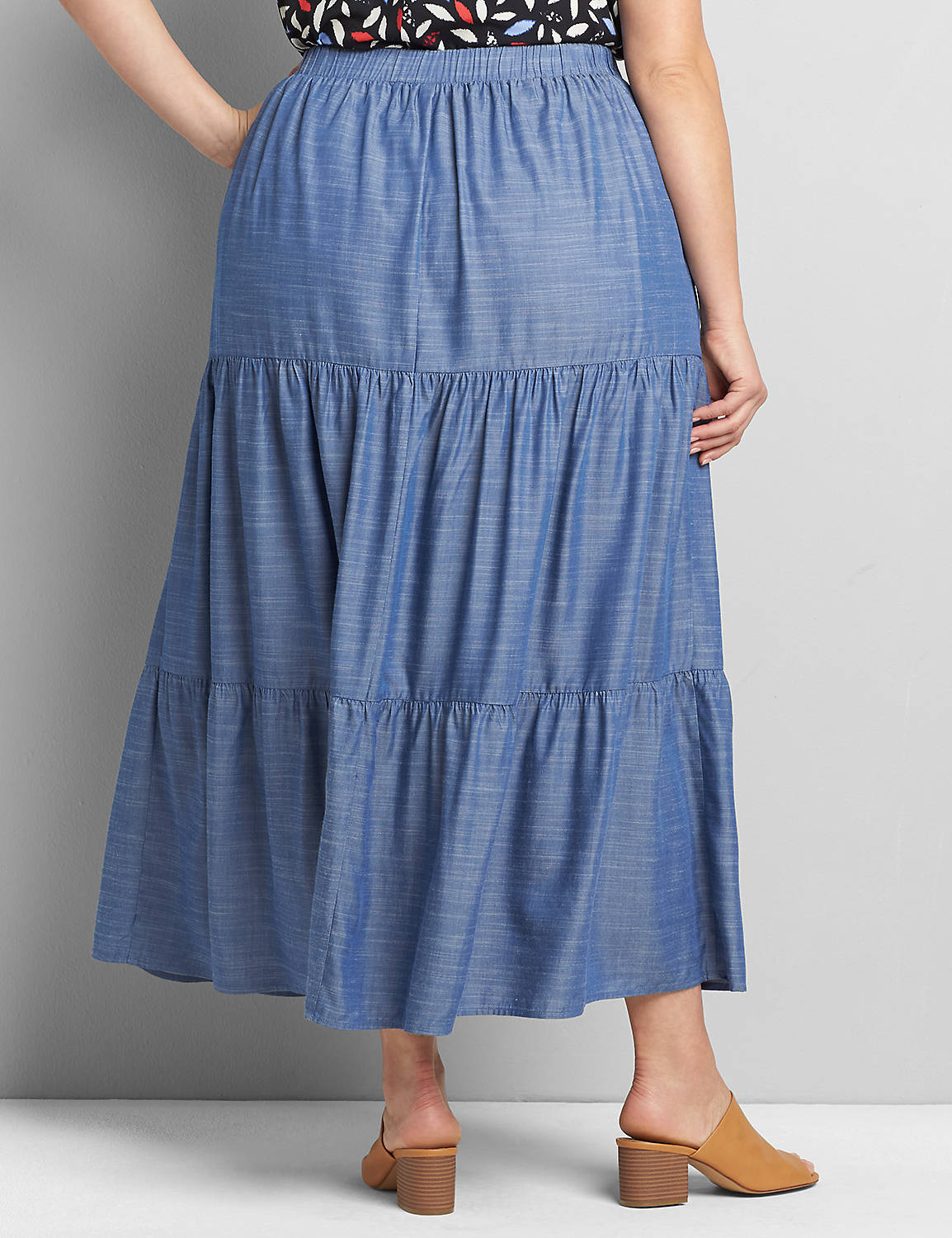 1118787 TIERED MAXI SKIRT (1118787):Chambray:14/16 Product Image 2