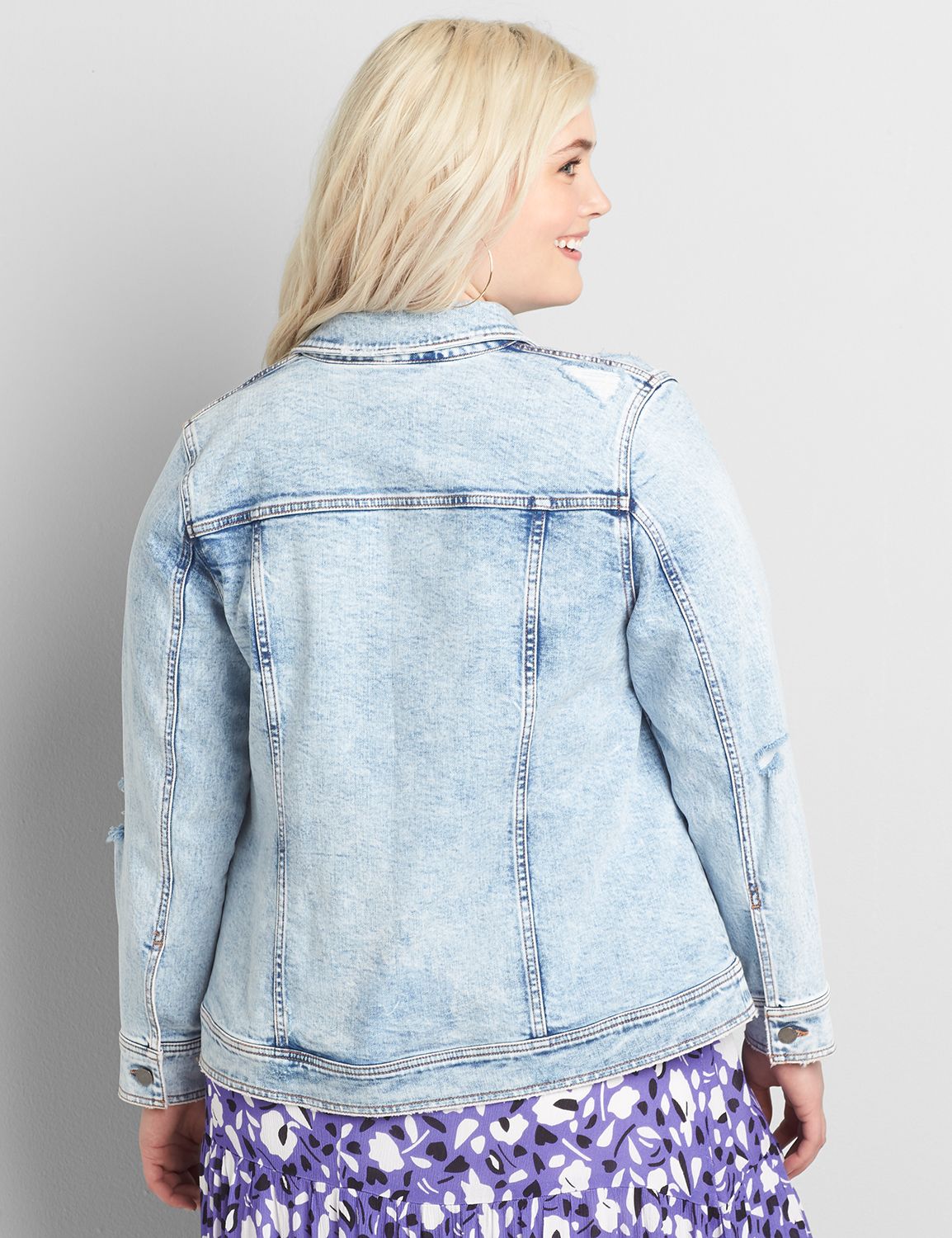 Ripped light denim jacket shop