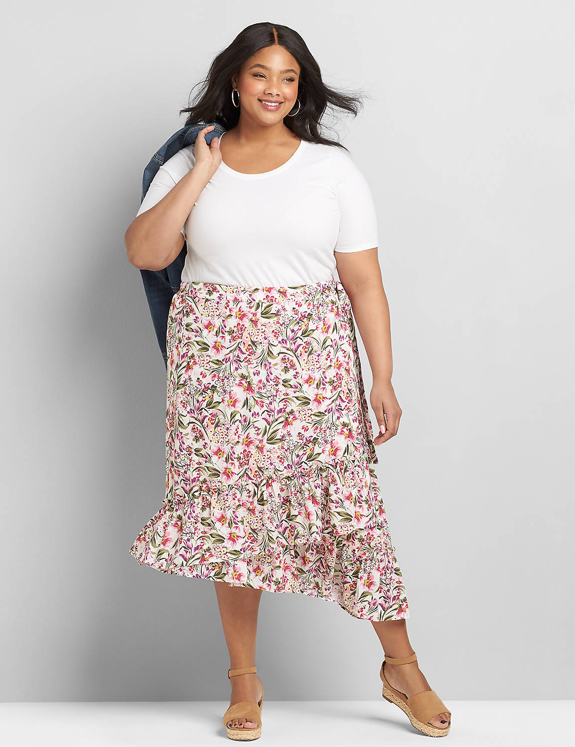 1119174 MIDI WRAP SKIRT W/TIE 1119174:LBSP21257_EvelynFloral_C1:18/20 Product Image 1