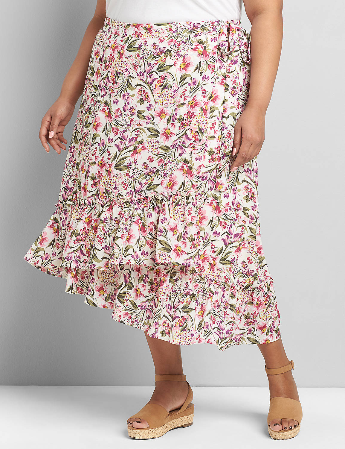 1119174 MIDI WRAP SKIRT W/TIE 1119174:LBSP21257_EvelynFloral_C1:18/20 Product Image 3