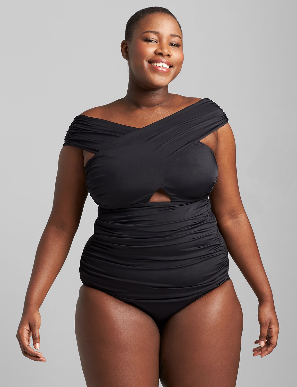 Fitted Wrap Over No Wire Swim Tankini Top LaneBryant