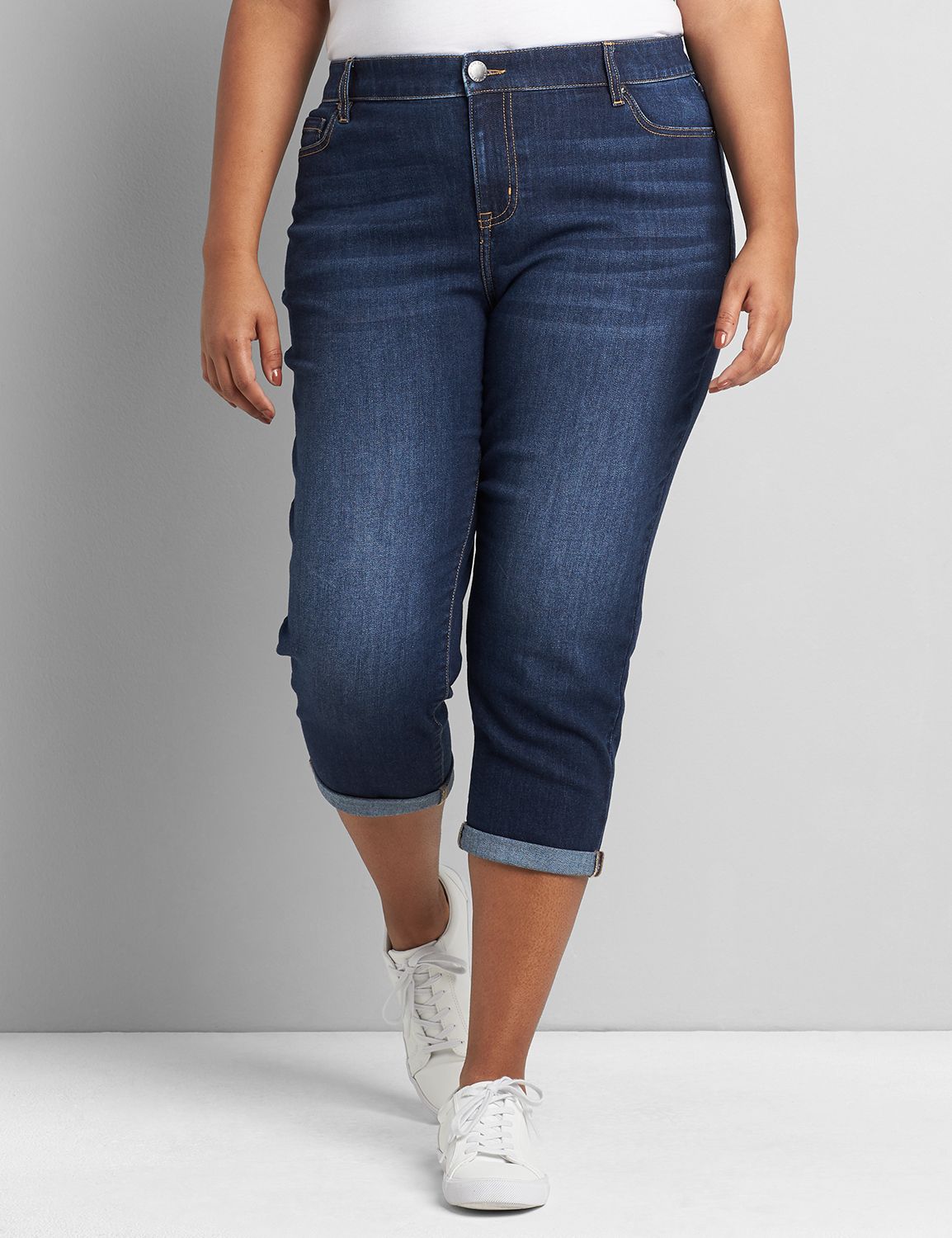 Signature Fit Boyfriend Capri Jean - Dark Wash