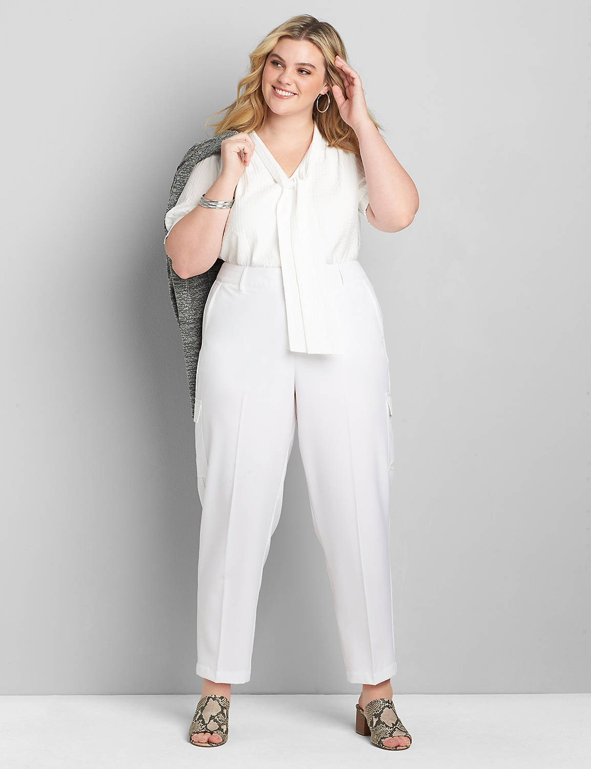 Perfect Drape Relaxed Ankle Pant - White Cargo Product Image 3