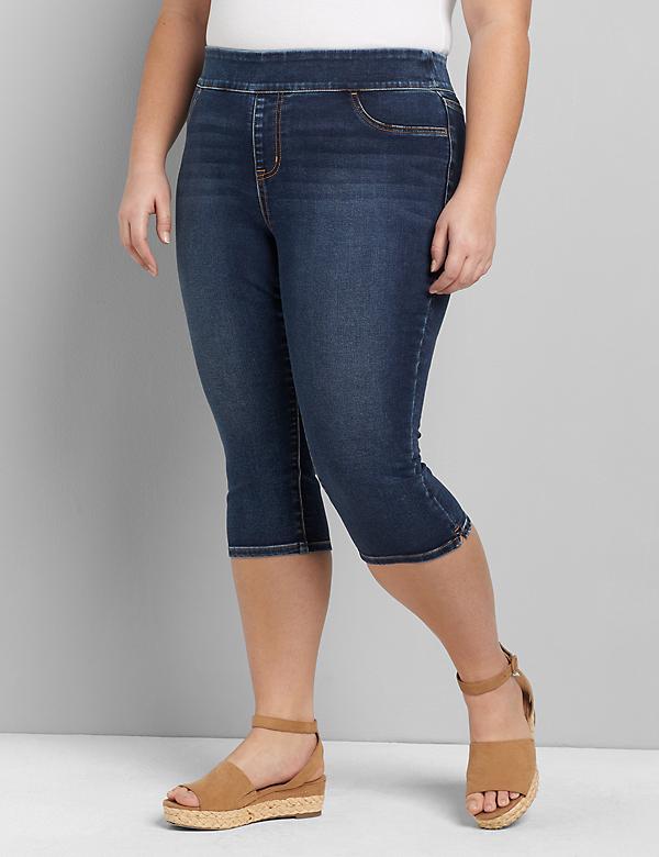 High-Rise Pull-On Pedal Jegging - Dark Wash