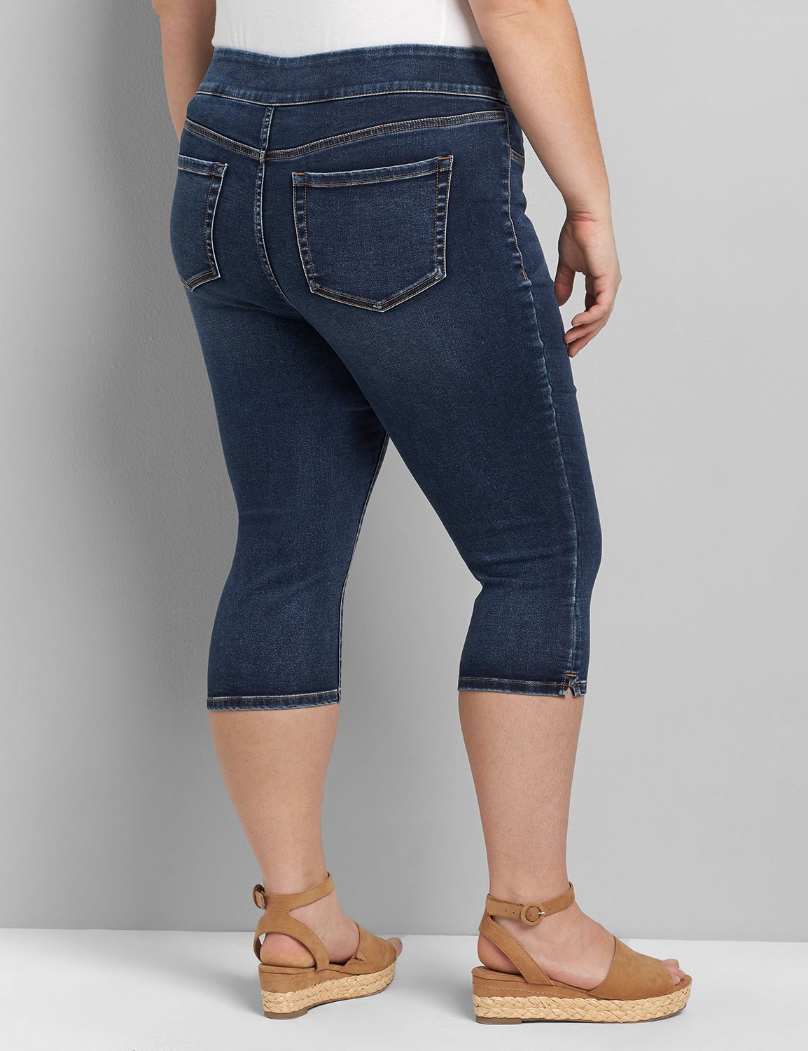 High-Rise Pull-On Pedal Jegging - Dark Wash Product Image 2