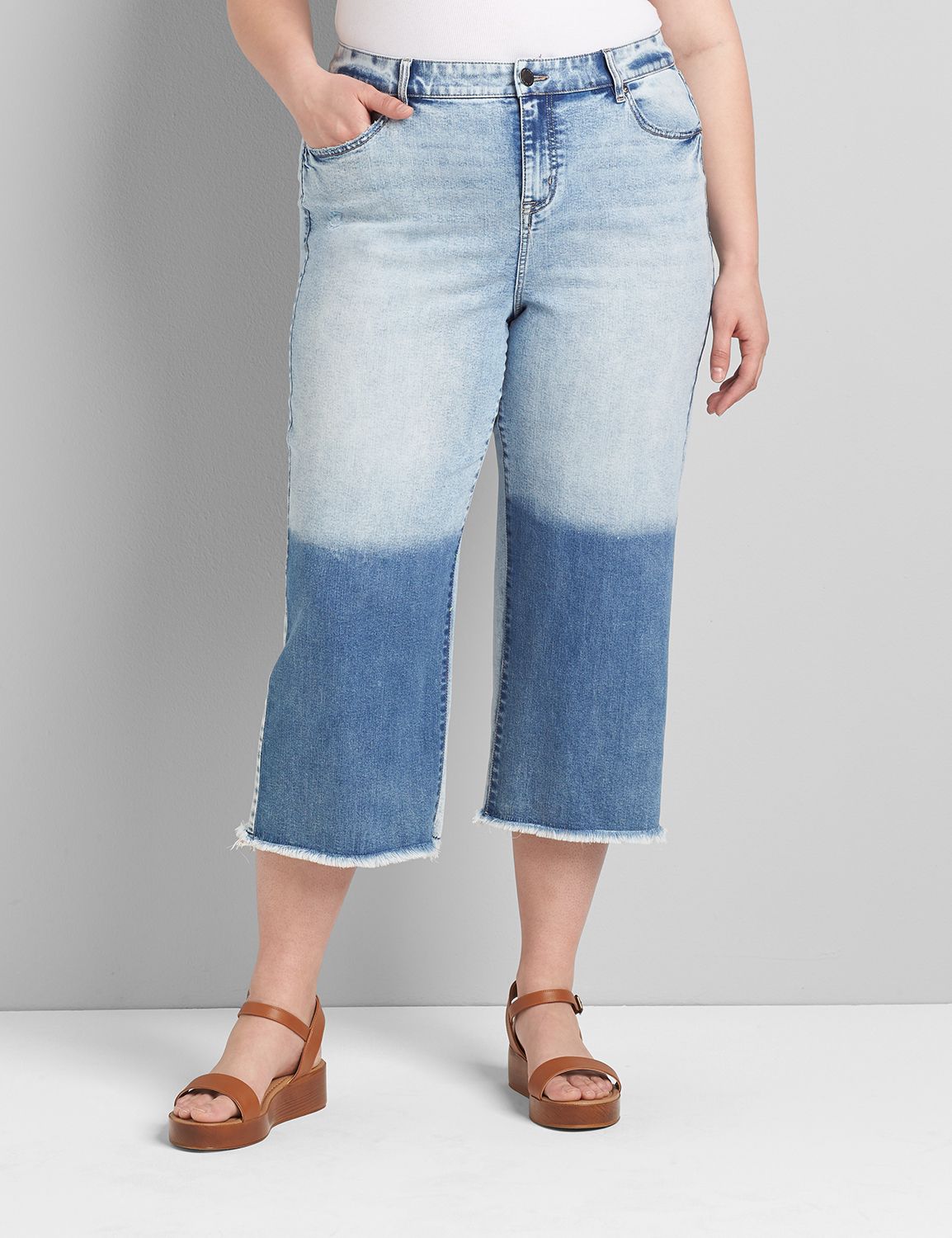 SIGNATURE FIT WIDE LEG CROP - ICEBURG  LIGHT WASH 1118338:Light Denim:18 Product Image 1