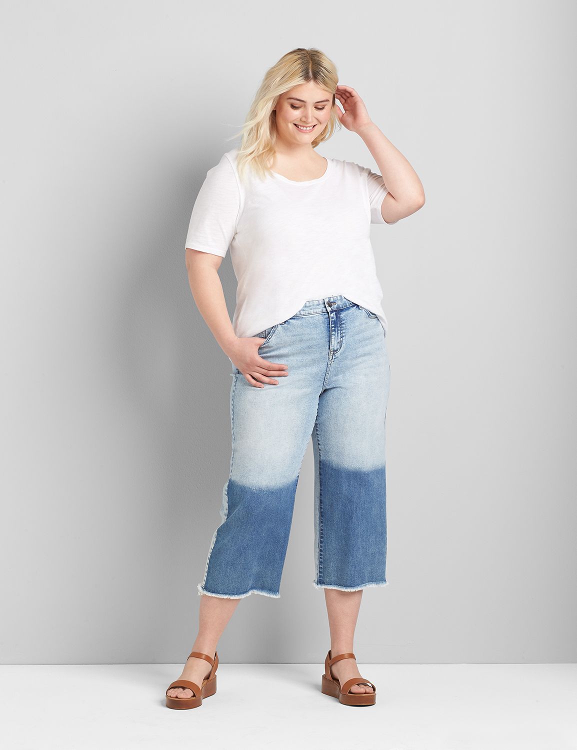 SIGNATURE FIT WIDE LEG CROP - ICEBURG  LIGHT WASH 1118338:Light Denim:18 Product Image 3