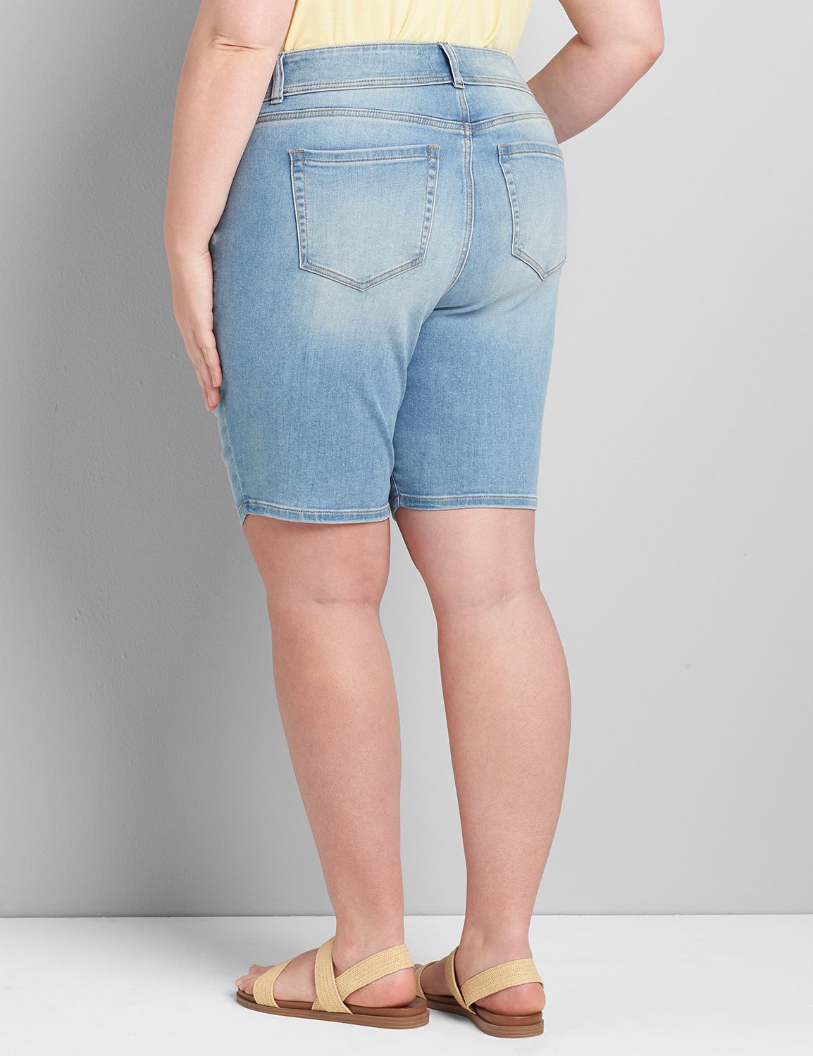 【BAON】Sharin Washing Bermuda Denim Pants TIGHTER TUMMY Bermuda Clean Hem -VINTAGE VANESSA WASH