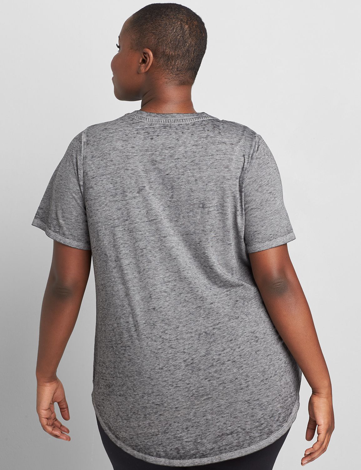 Crew Neck Curved Hem HiLo Graphic: Novelty Shamrock 1119477:Char Htr Burnout wash:34/36 Product Image 2