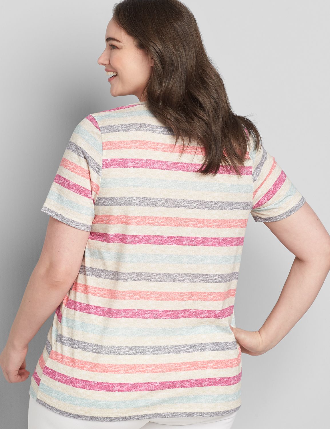 Short Sleeve Vneck Pocket Tee 1119530 copy of 1118548:LBSP21264_NewKnitTexturedStripe_C1:10/12 Product Image 2