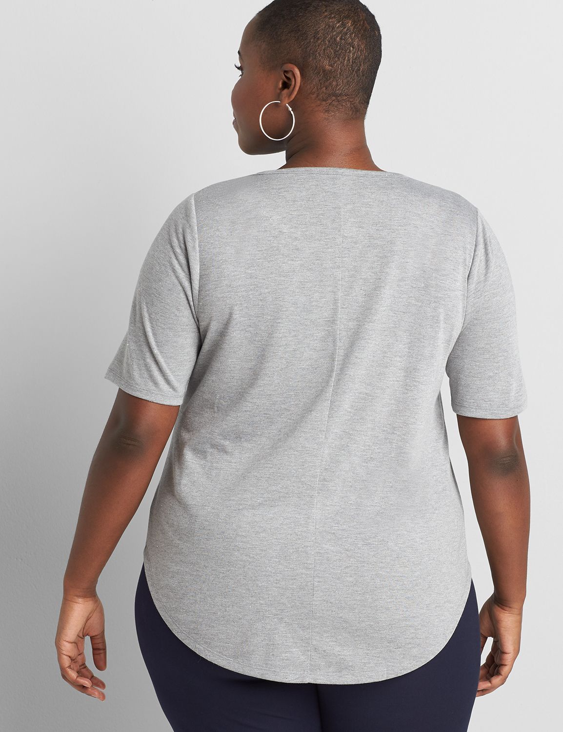 Perfect Sleeve Open Crew Neck Curved Hem Tee Angelina 1118449:BTC30 Medium Heather Gray:18/20 Product Image 2