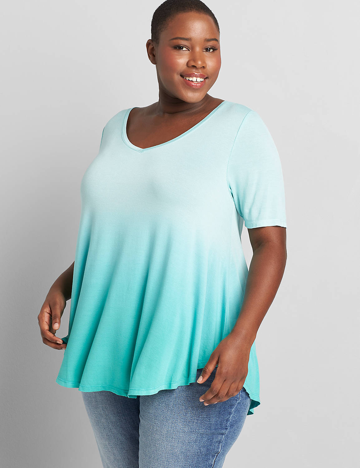 Perfect Sleeve Vneck Drapey Tunic 1118711:Teal Zeal CSI 0601628:14/16 Product Image 1