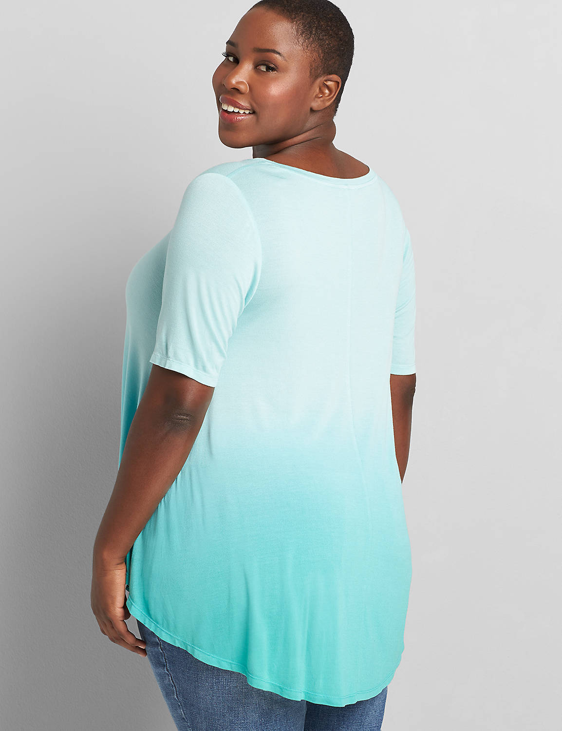 Perfect Sleeve Vneck Drapey Tunic 1118711:Teal Zeal CSI 0601628:14/16 Product Image 2