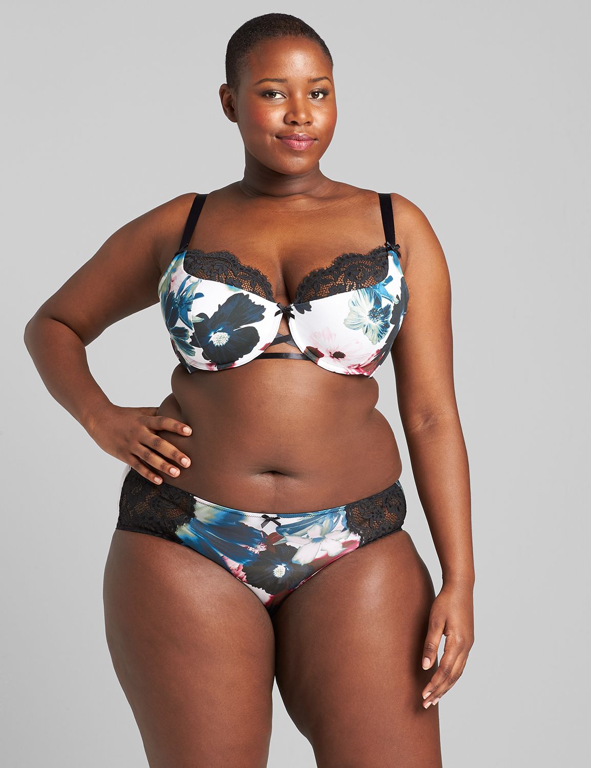 Floral French Balconette Bra with Lace