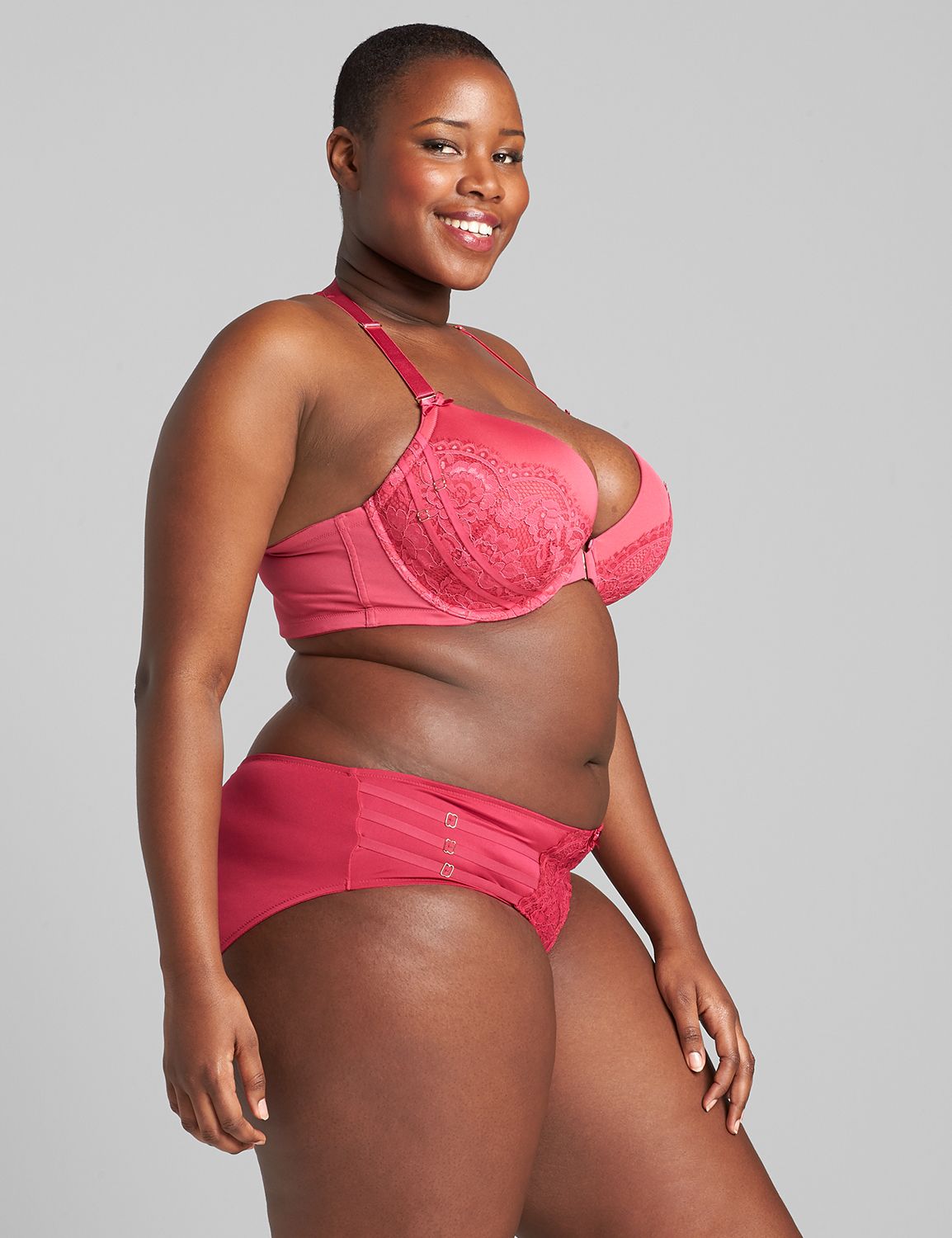 Scallop Lace Boost Plunge 118600:PANTONE Sangria:38C Product Image 3