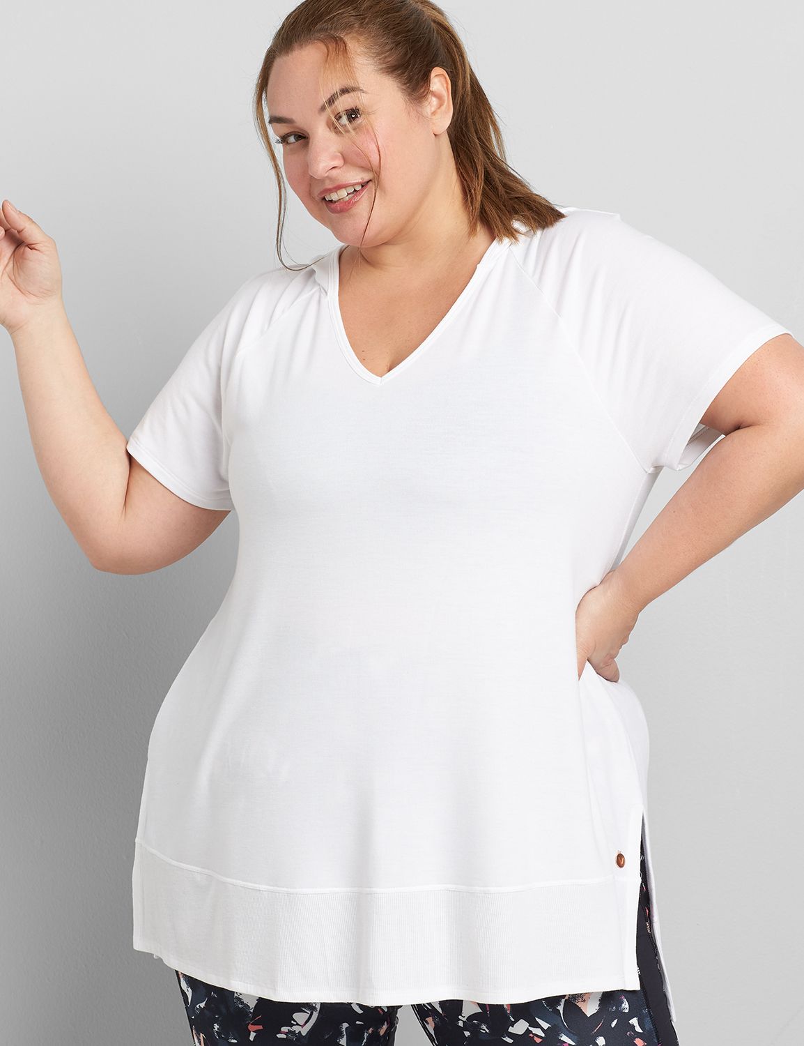 Short Sleeve Vneck Hooded Swing Tunic S 1120796:Ascena White:14/16 Product Image 1