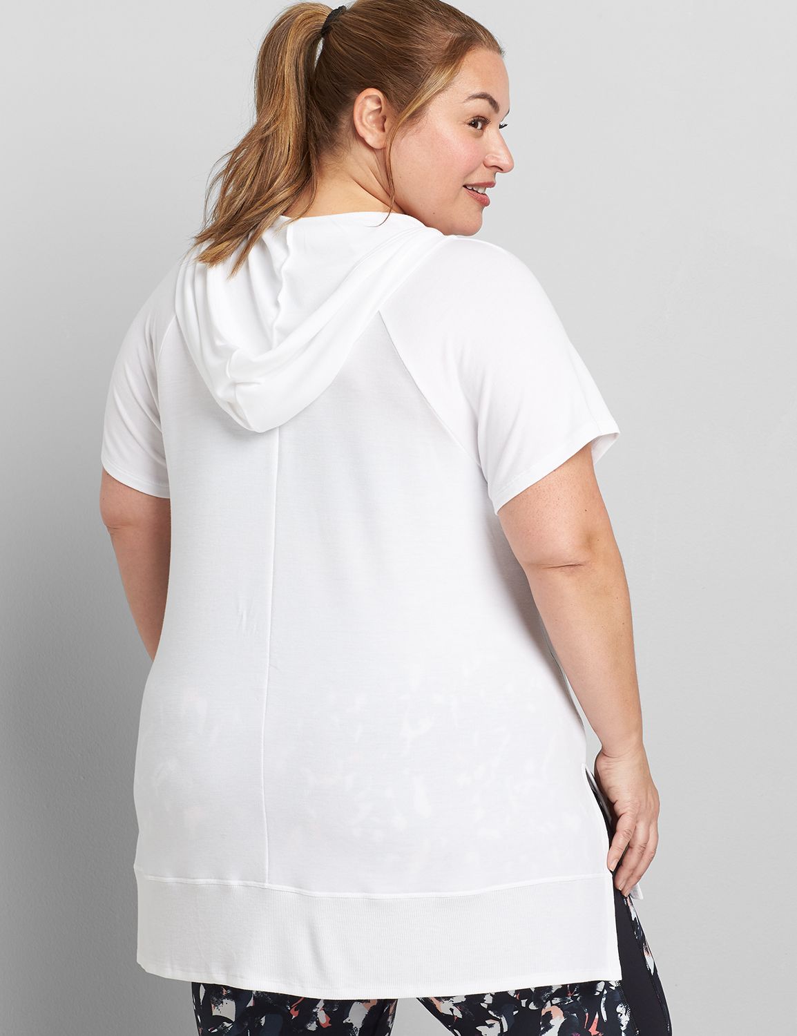 Short Sleeve Vneck Hooded Swing Tunic S 1120796:Ascena White:14/16 Product Image 2