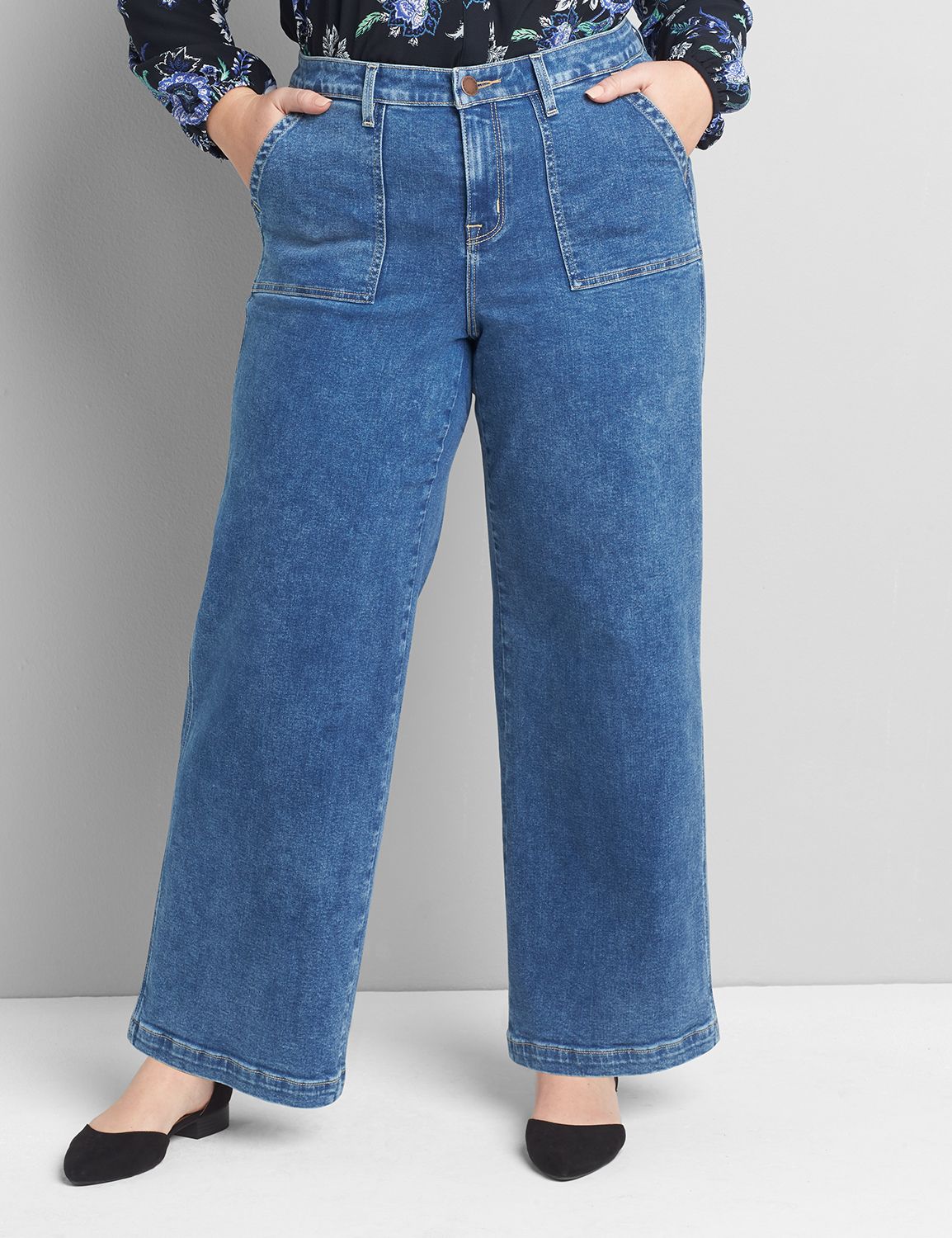 plus size wide leg trouser jeans