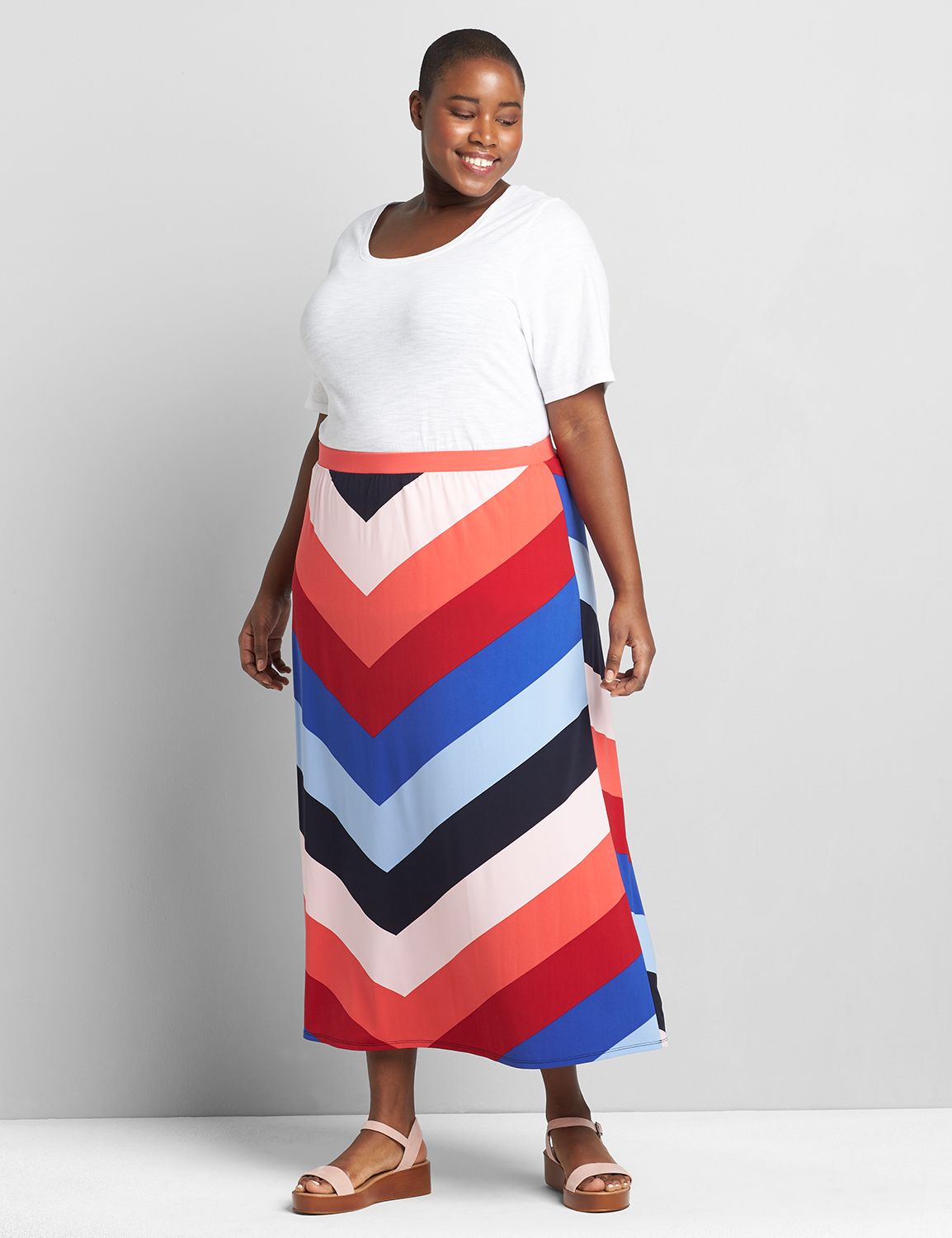 Knit Kit Pull-On Chevron Maxi Skirt