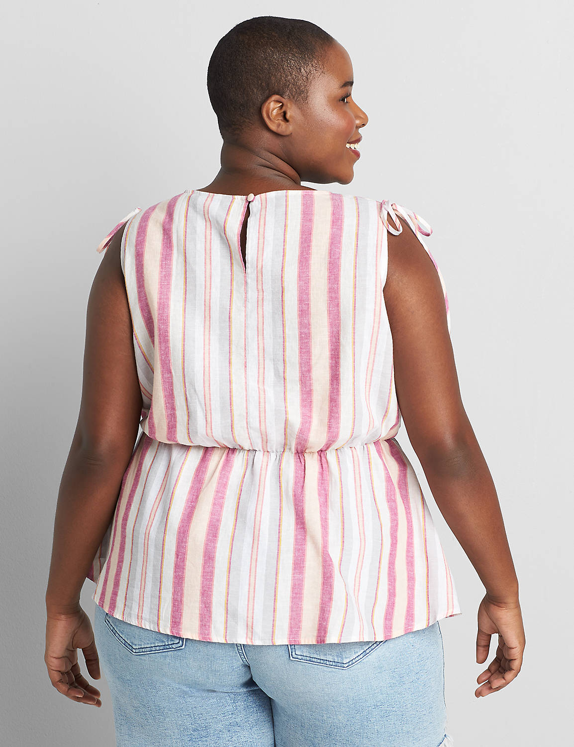 Striped Tie-Shoulder Top Product Image 2