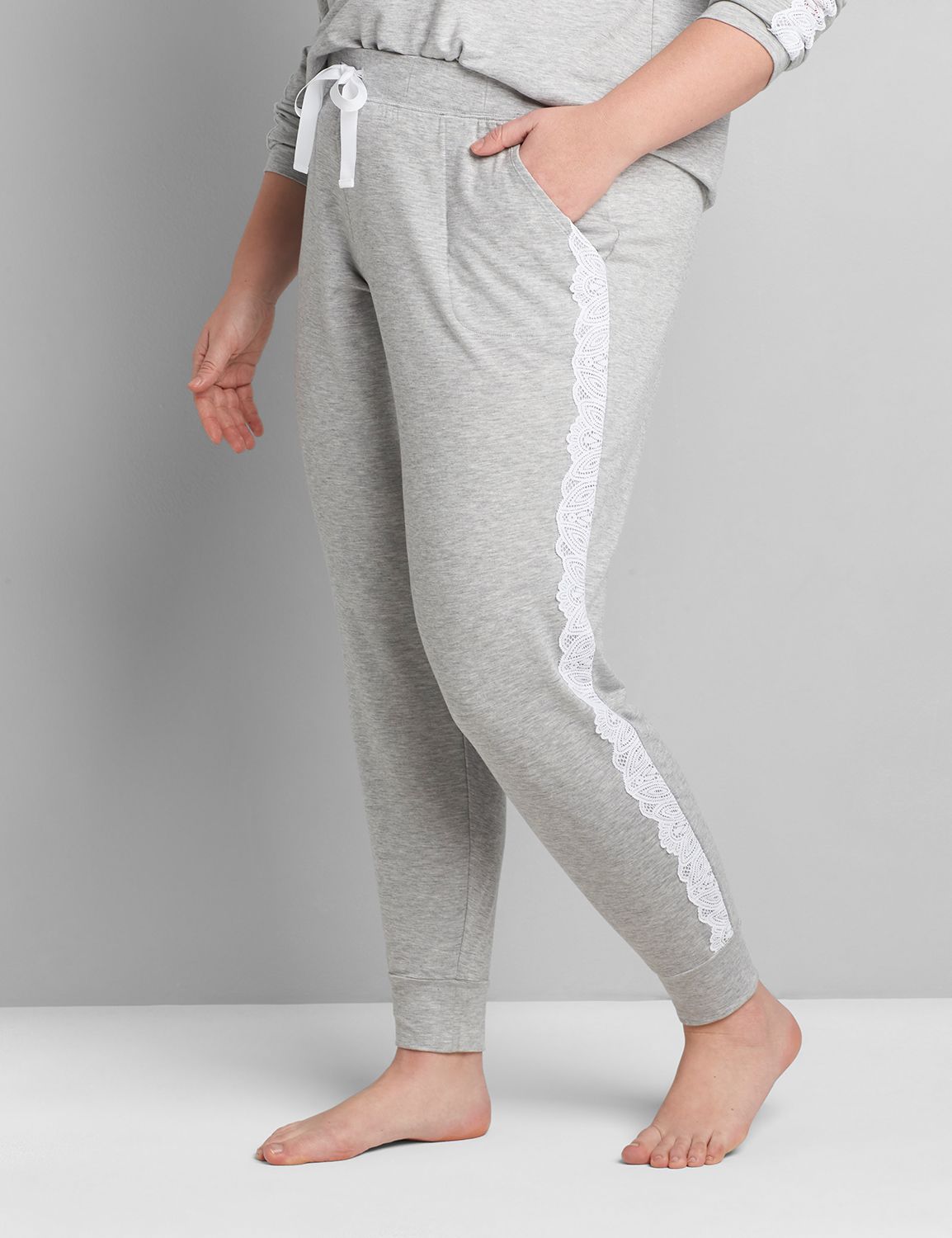 French Terry Lace-Trim Sleep Jogger