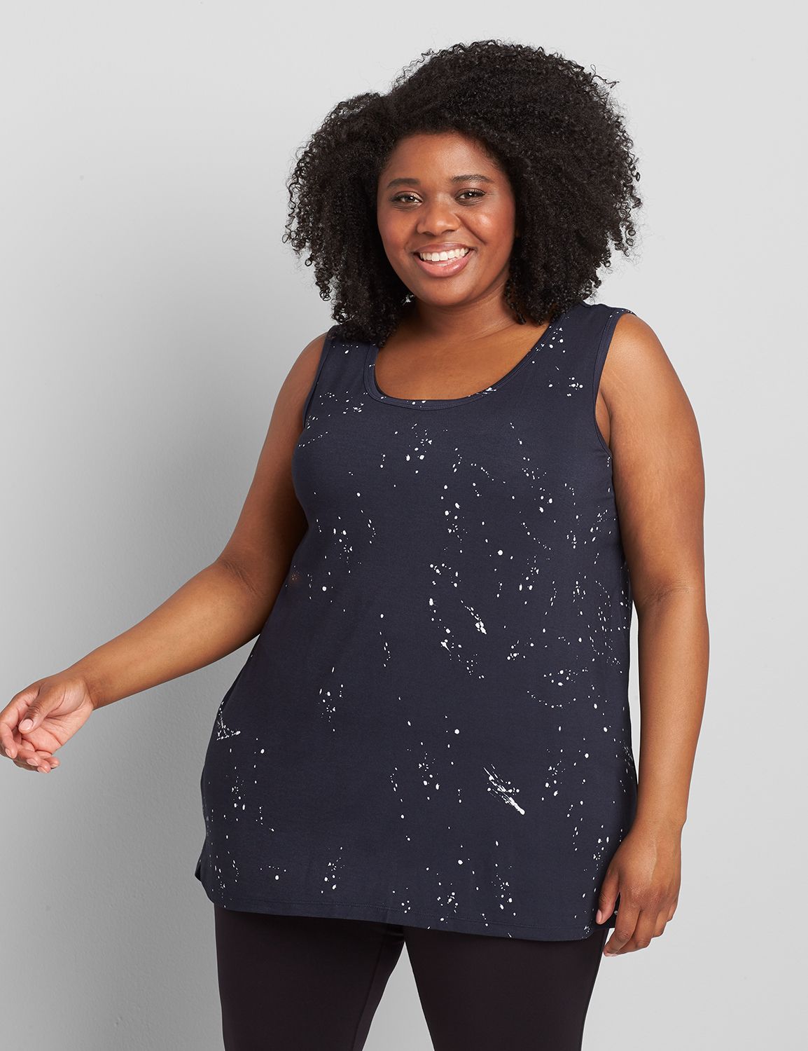 Sleeveless Scoop Neck Back Detail Tank S 1120061:LBSU21018_Splatter_colorway1:34/36 Product Image 1