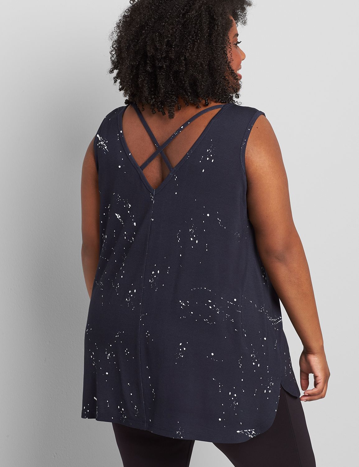 Sleeveless Scoop Neck Back Detail Tank S 1120061:LBSU21018_Splatter_colorway1:34/36 Product Image 2