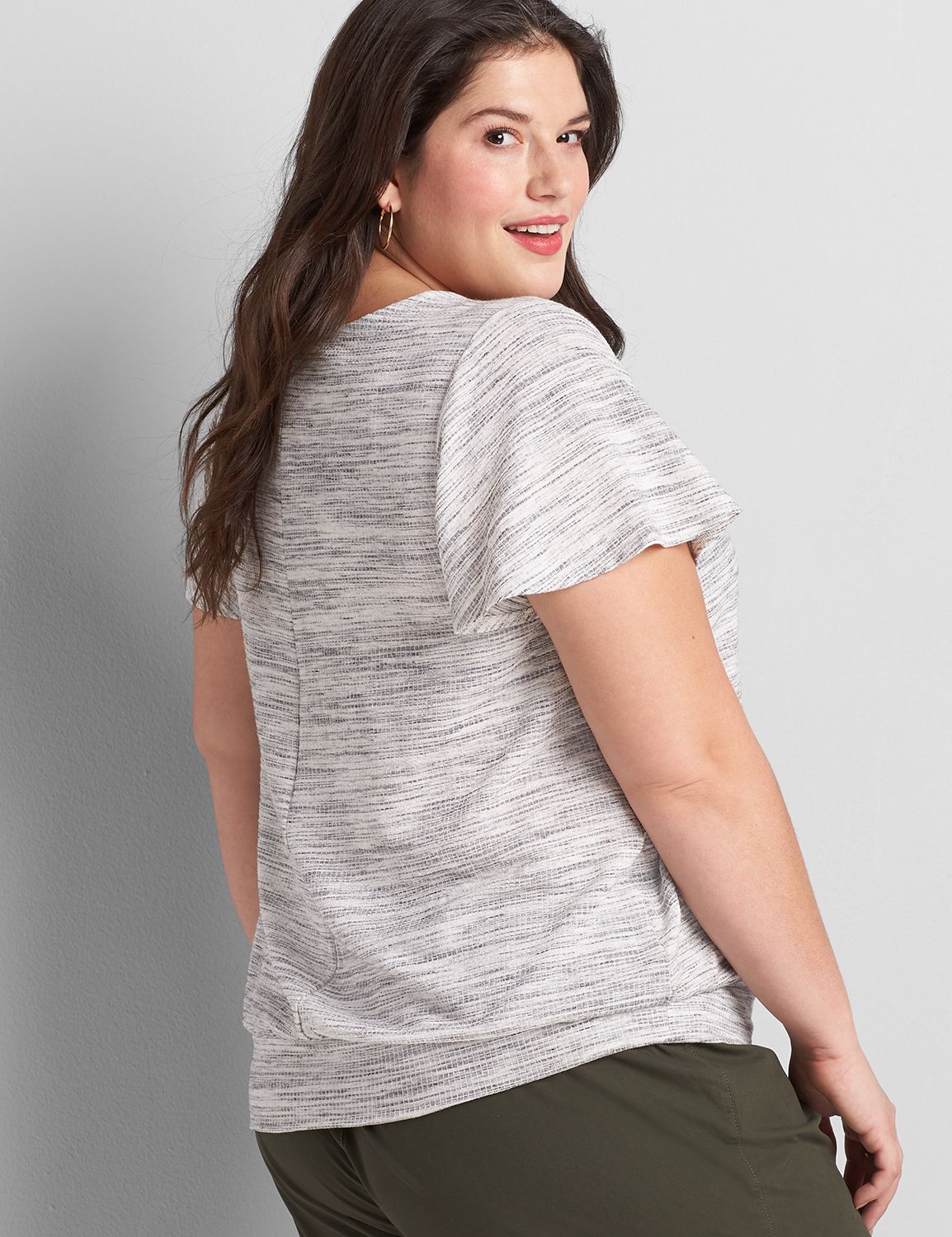 Short Sleeve V Neck Banded Bottom Tee 1118848 copy of 1114200:Ascena White:26/28 Product Image 2