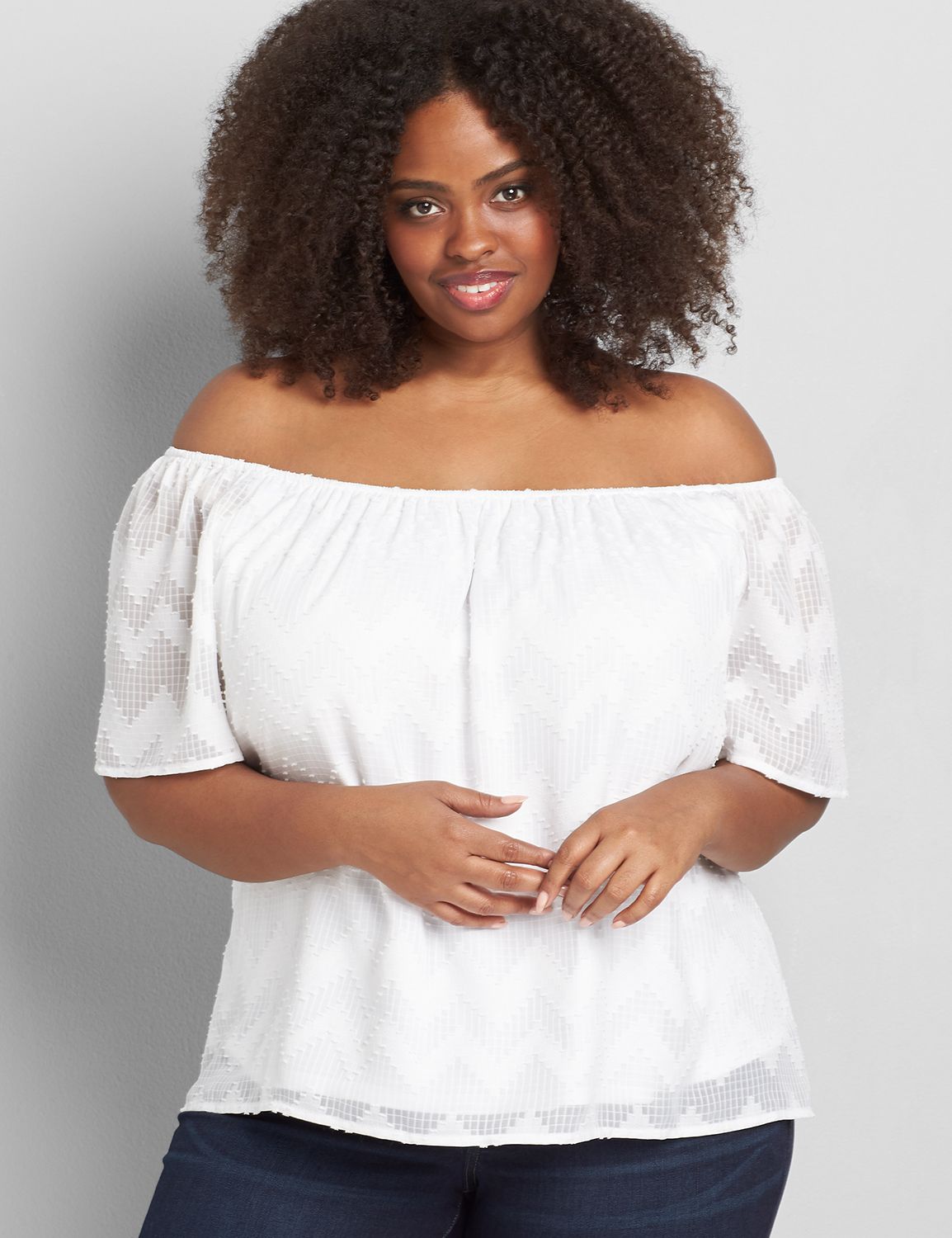 Off the shoulder on sale white plus size top