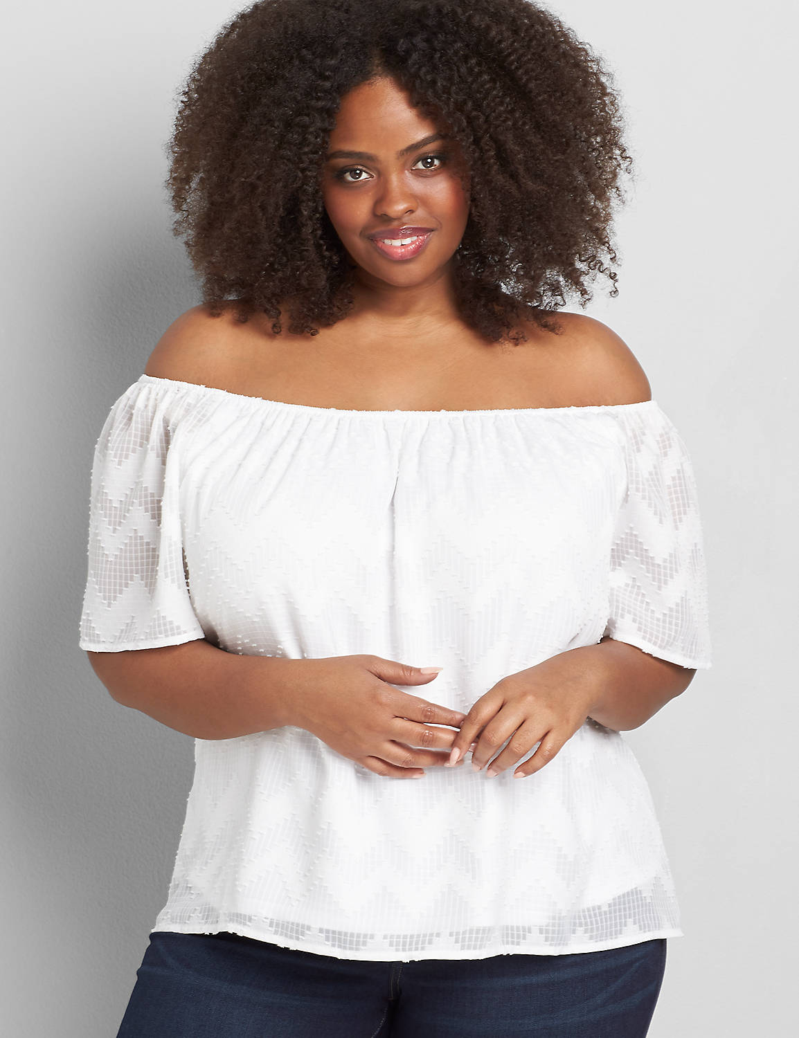 Textured  Off-The-Shoulder Top Product Image 1