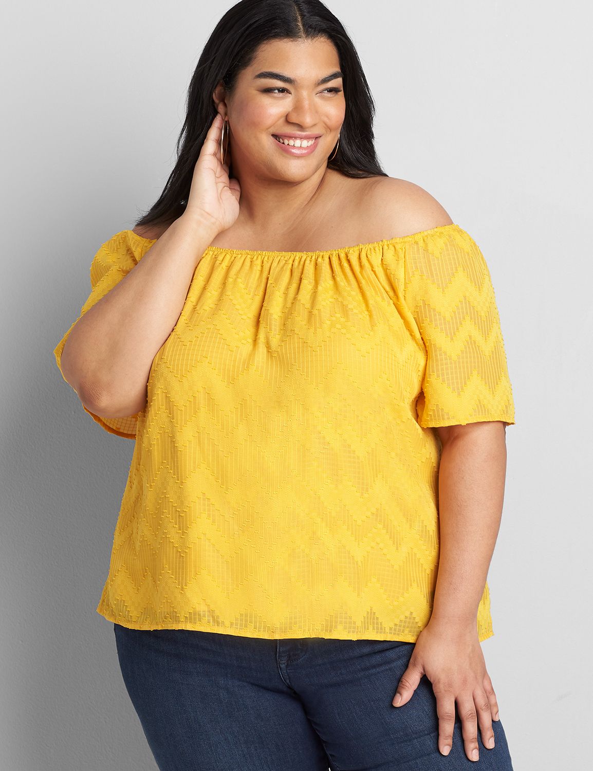 Textured  Off-The-Shoulder Top Product Image 1