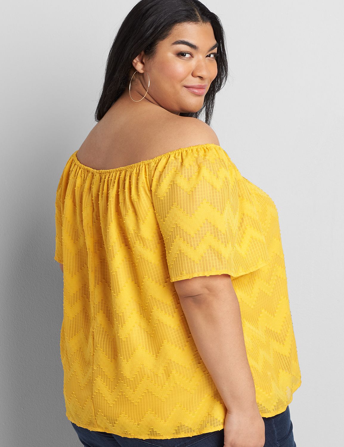 Plus size yellow off the shoulder top online
