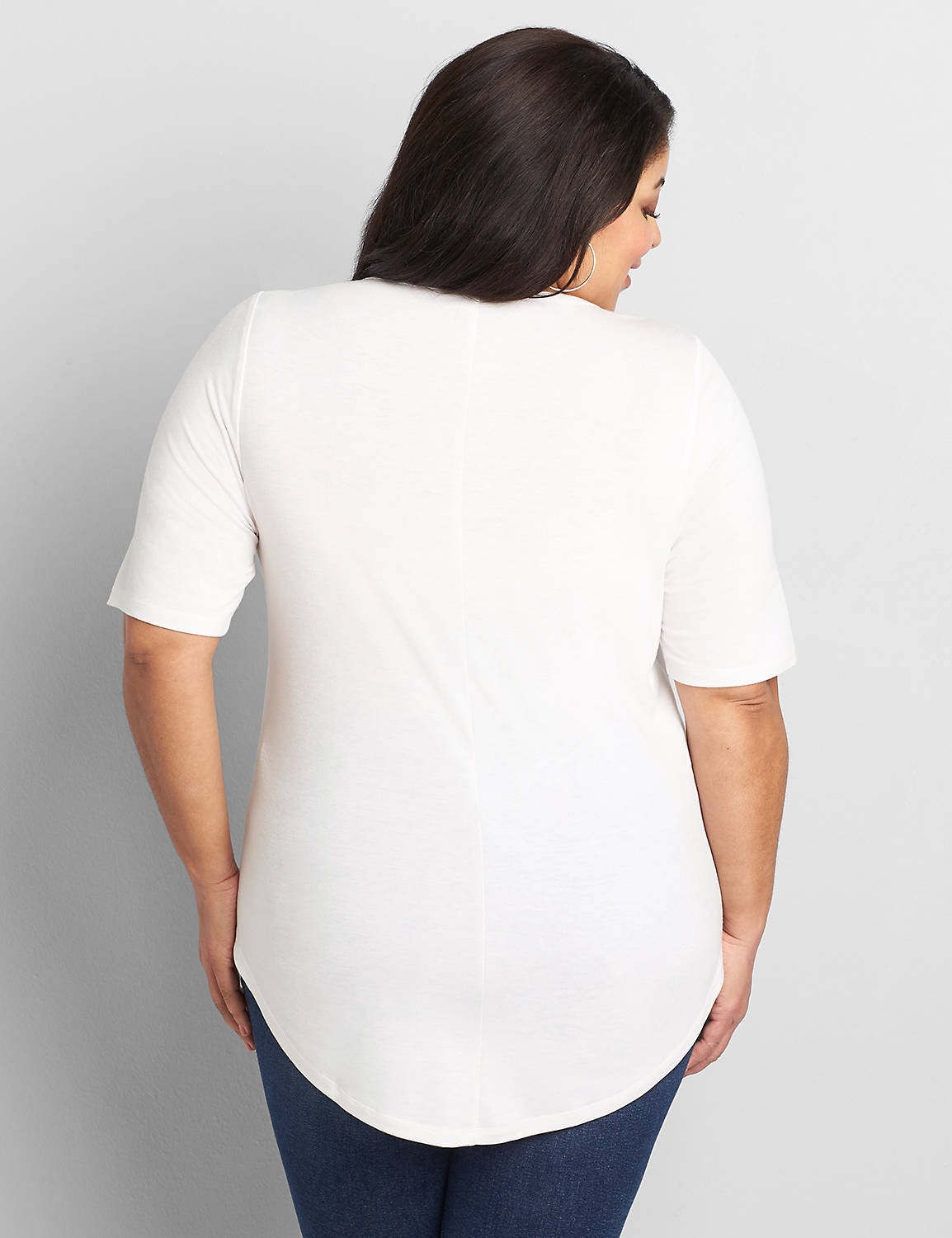Perfect Sleeve Open Crew Neck Curved Hem Tee 1118446:Ascena White:10/12 Product Image 2