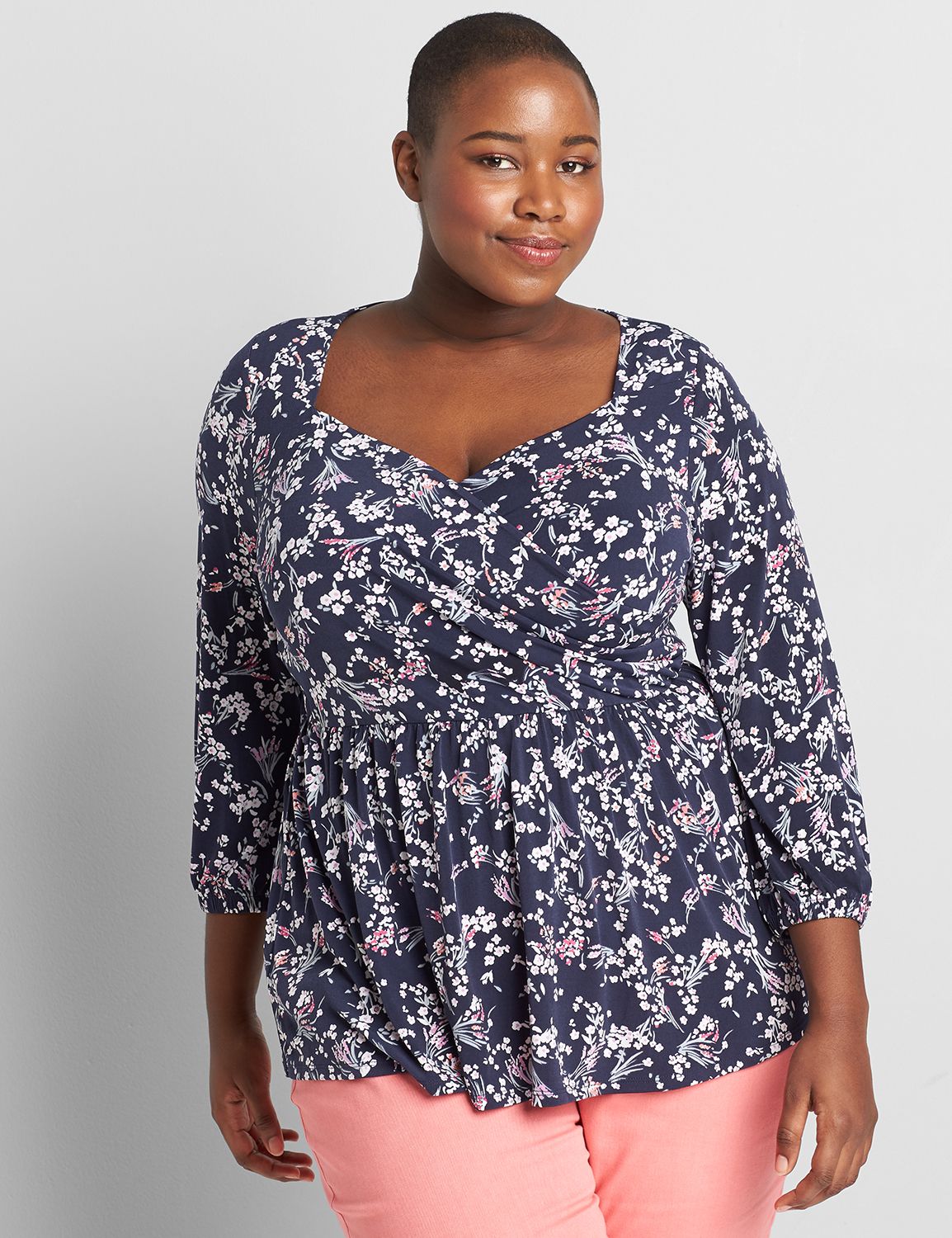 Printed Crossover Peplum Top | Lane Bryant